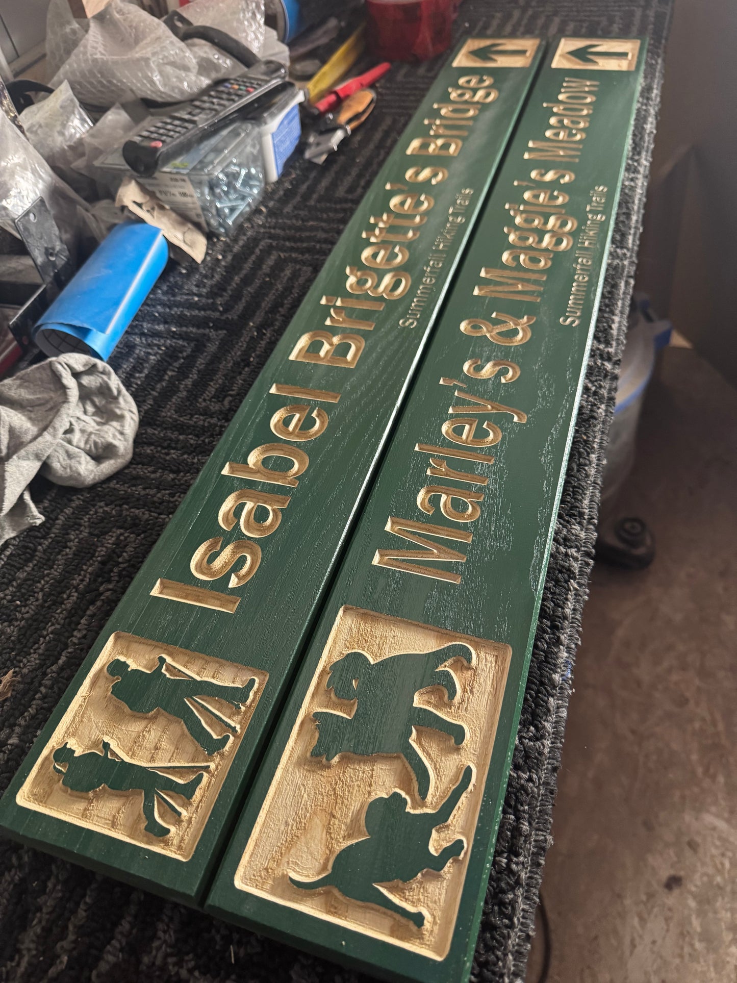 4 x 24 and larger Ski Trail Inspired personalized wood carved sign