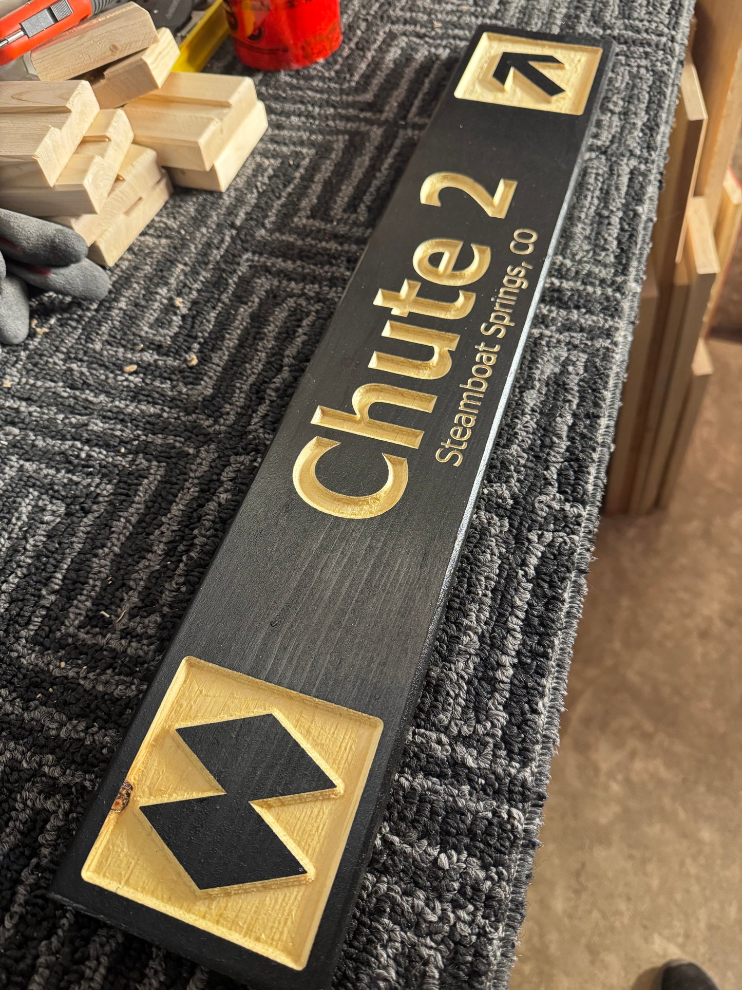 4 x 24 and larger Ski Trail Inspired personalized wood carved sign