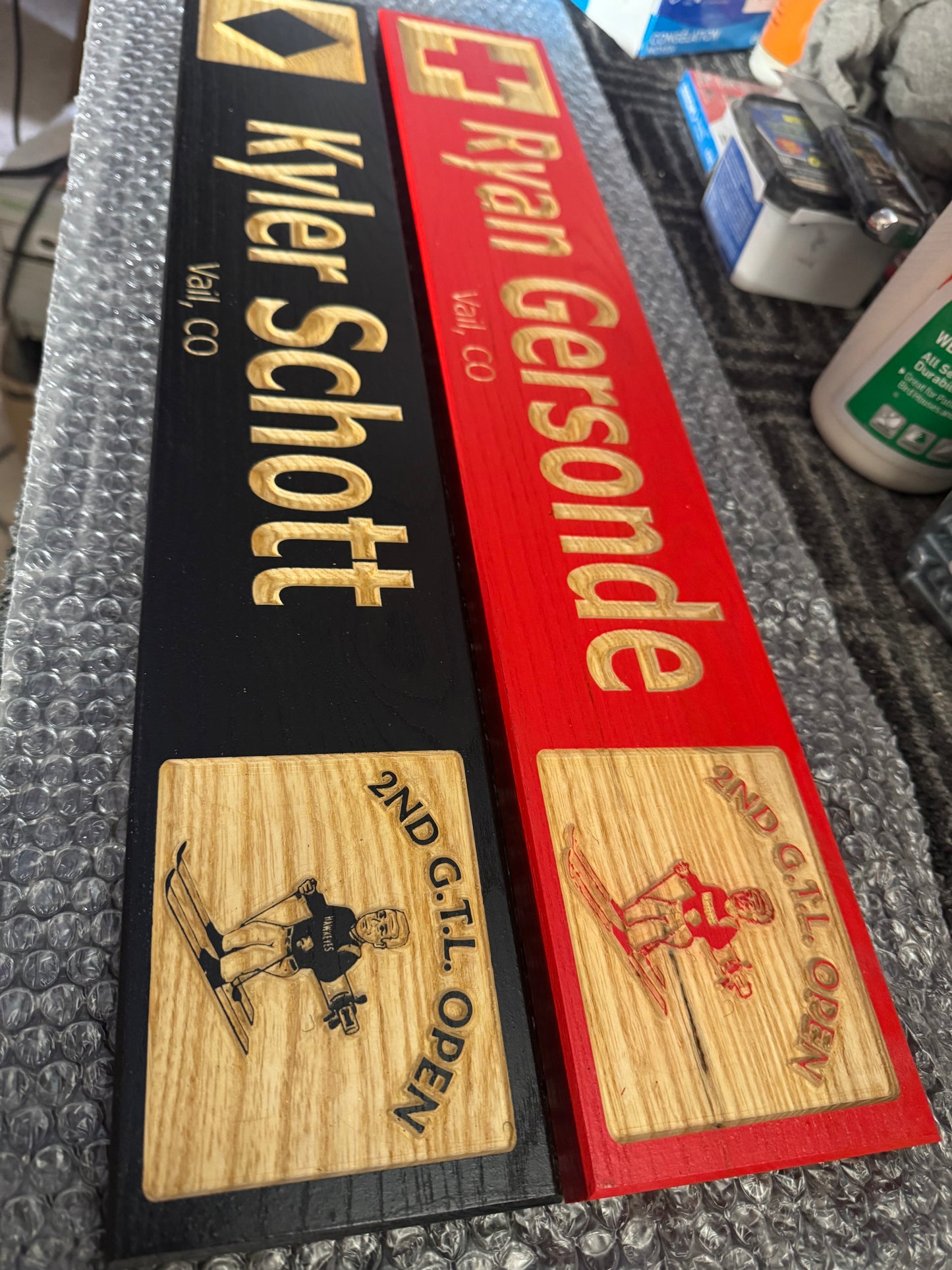 4 x 24 and larger Ski Trail Inspired personalized wood carved sign