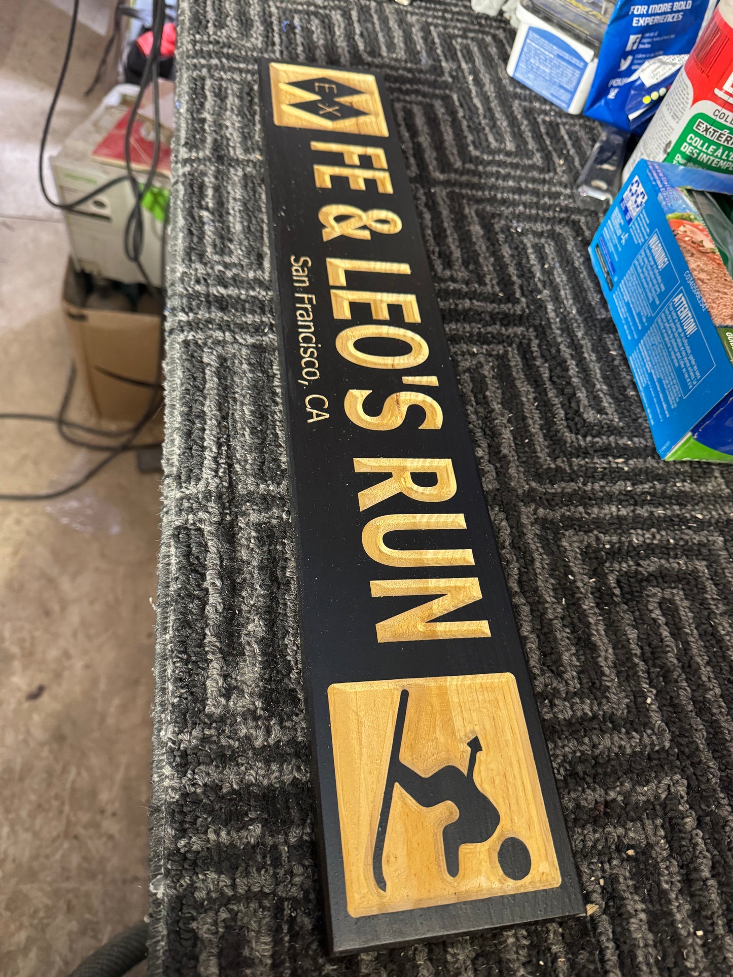4 x 24 and larger Ski Trail Inspired personalized wood carved sign