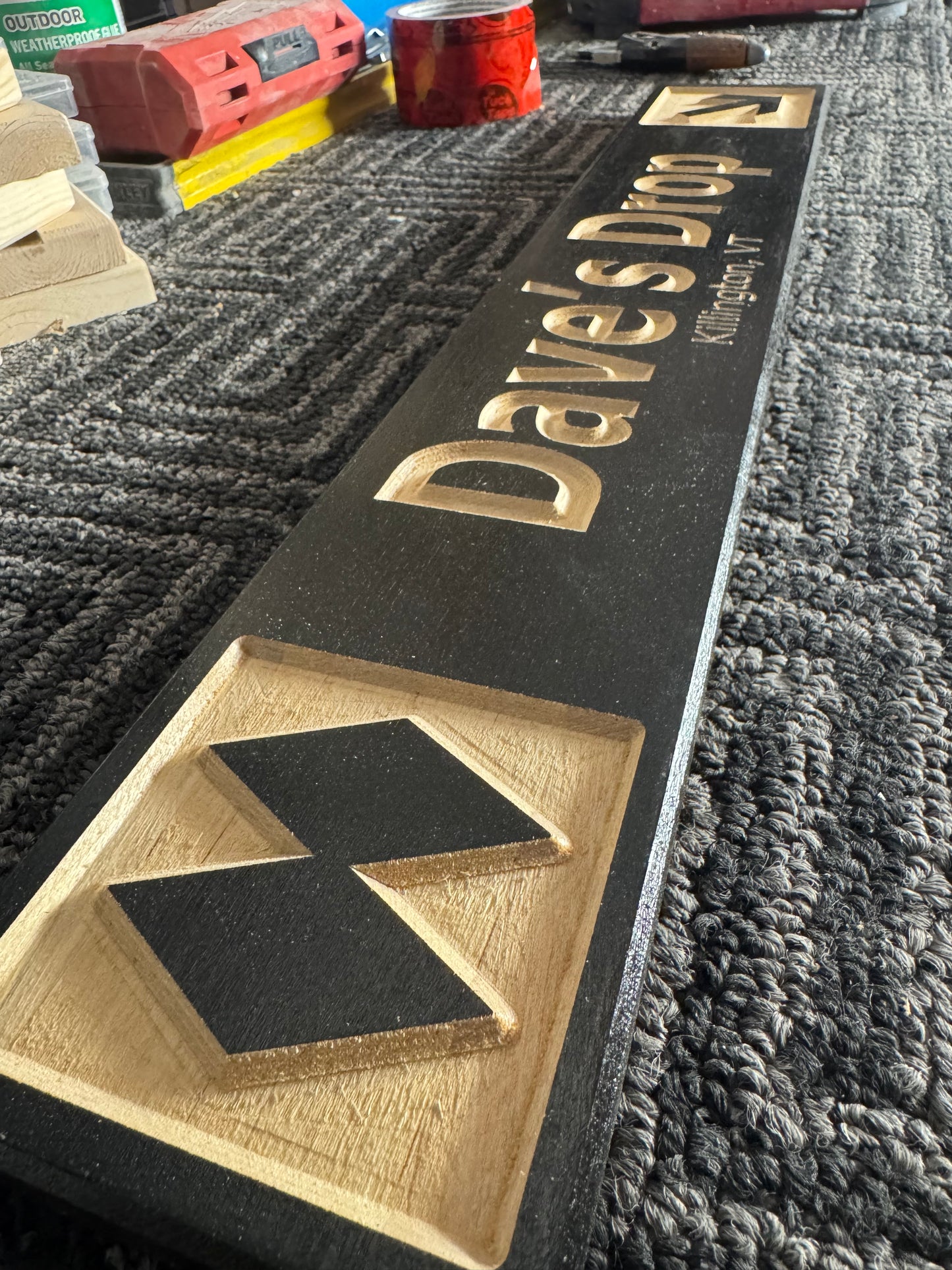 4 x 24 and larger Ski Trail Inspired personalized wood carved sign