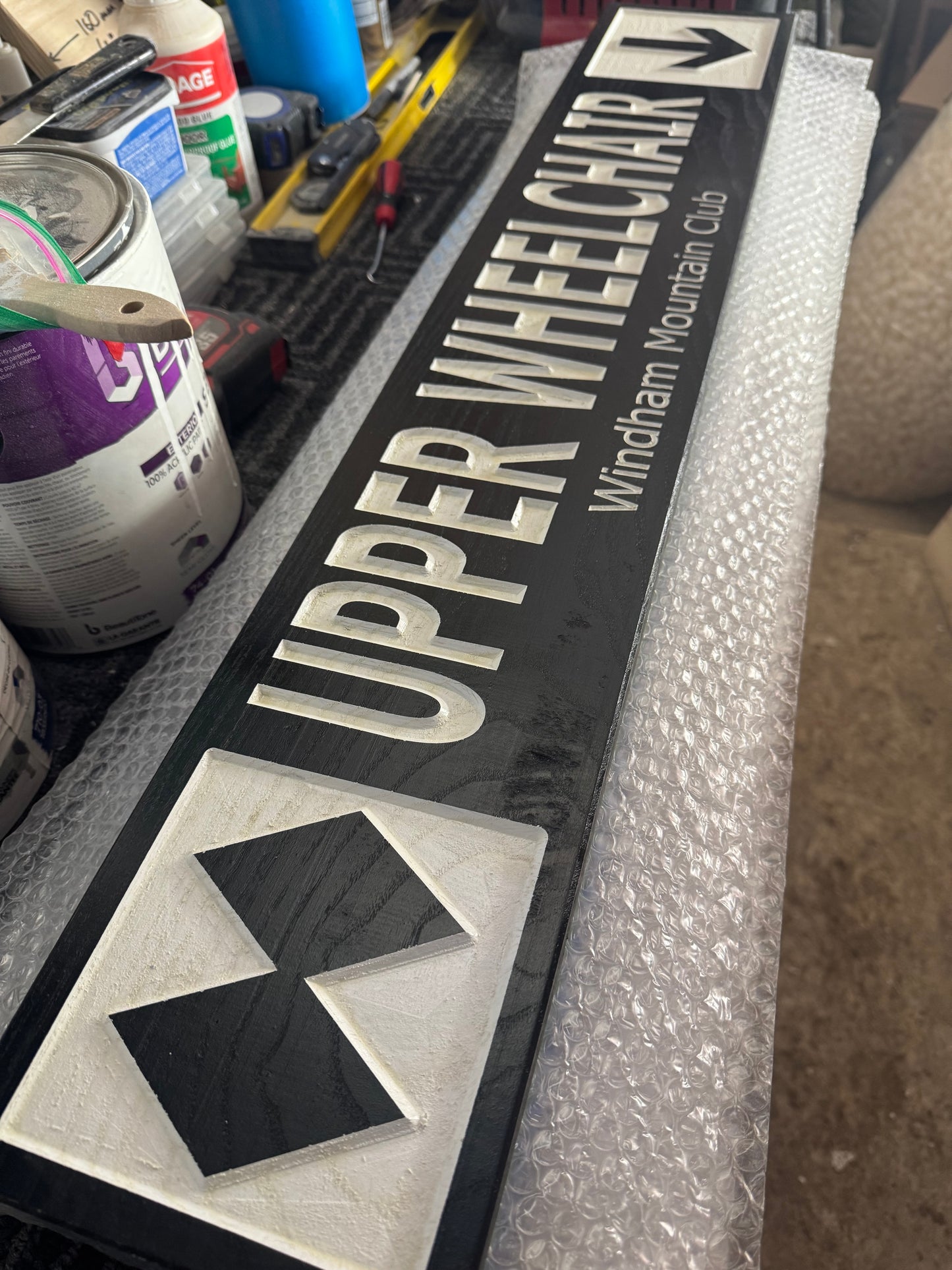 4 x 24 and larger Ski Trail Inspired personalized wood carved sign