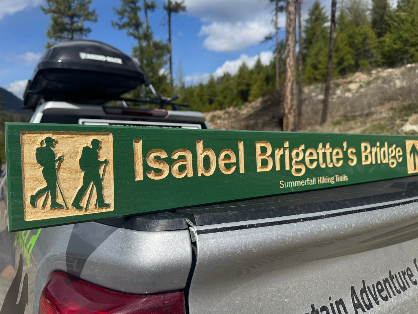 4 x 24 and larger Ski Trail Inspired personalized wood carved sign