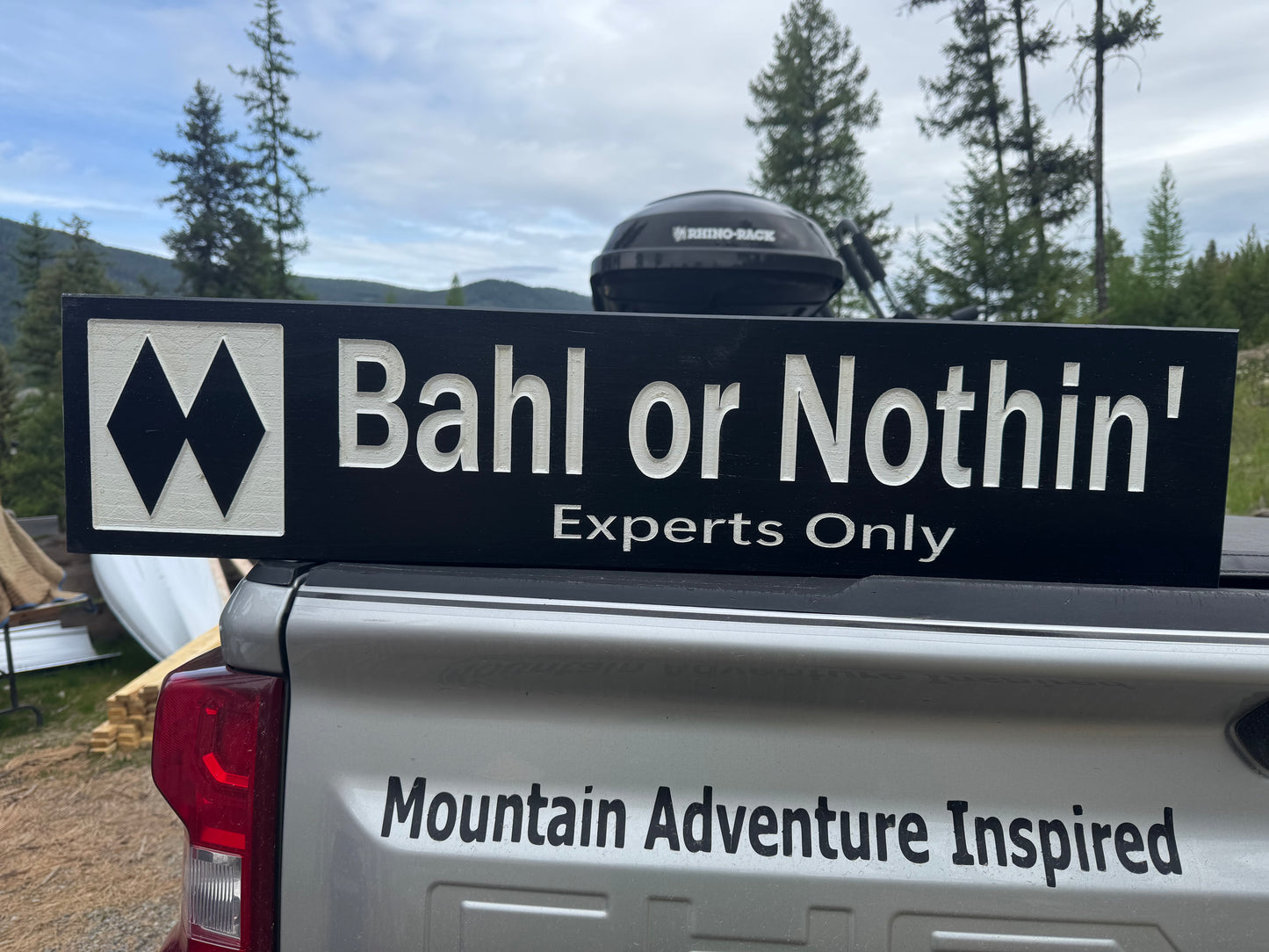 4 x 24 and larger Ski Trail Inspired personalized wood carved sign