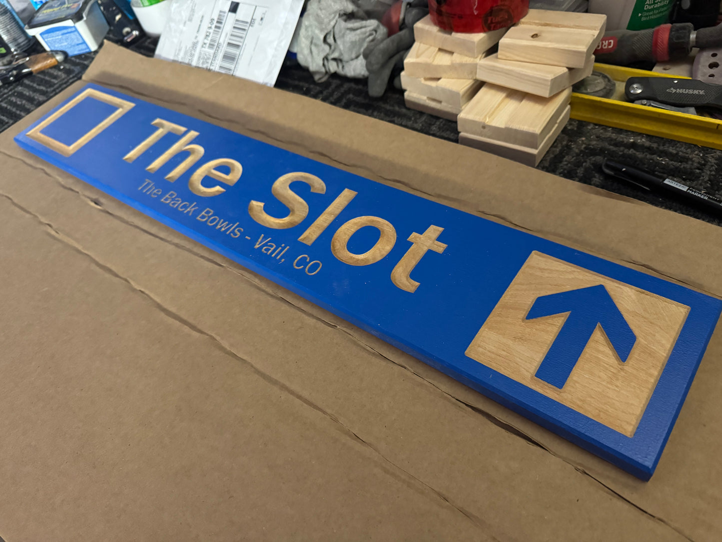 4 x 24 and larger Ski Trail Inspired personalized wood carved sign