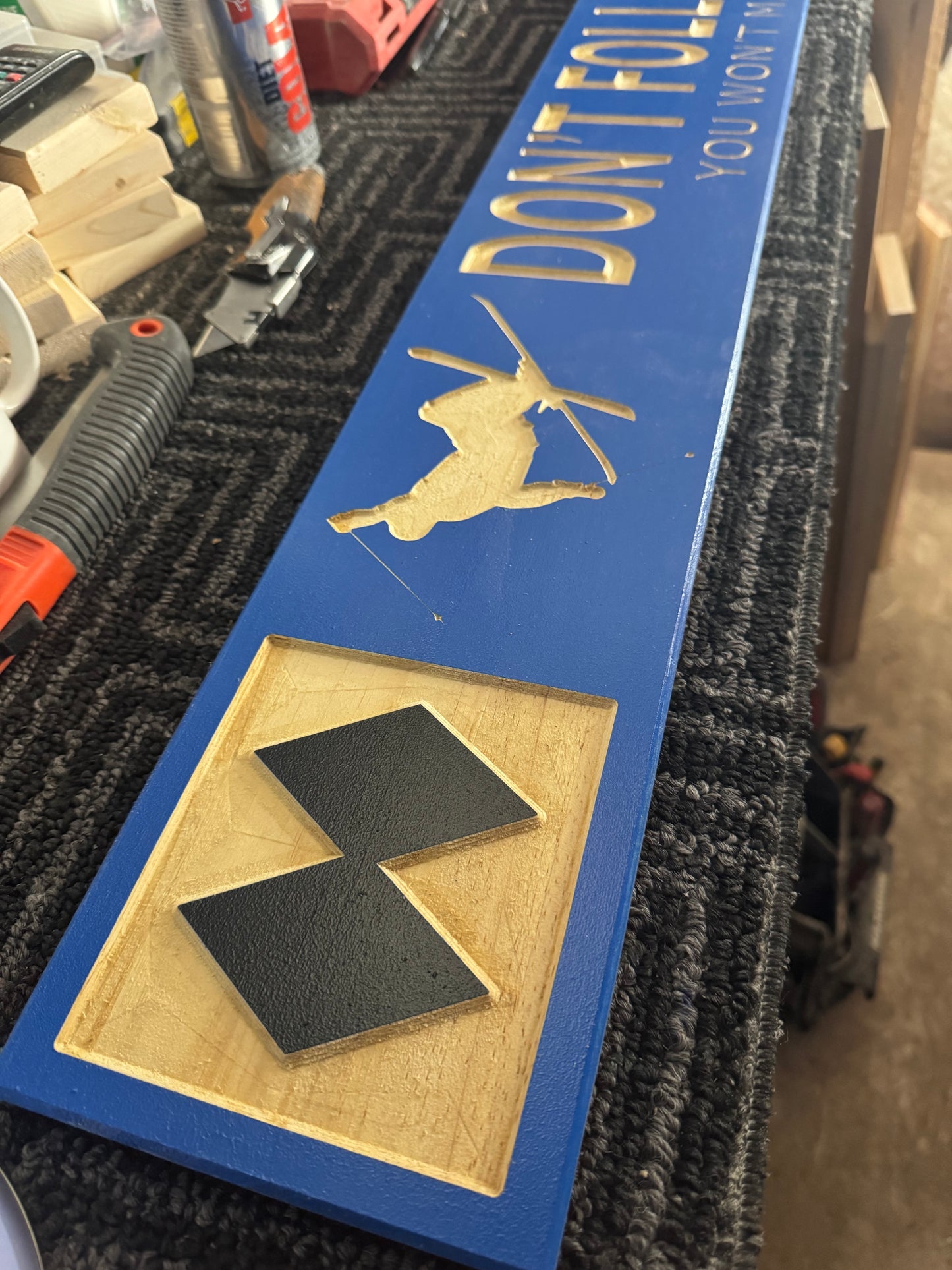 4 x 24 and larger Ski Trail Inspired personalized wood carved sign