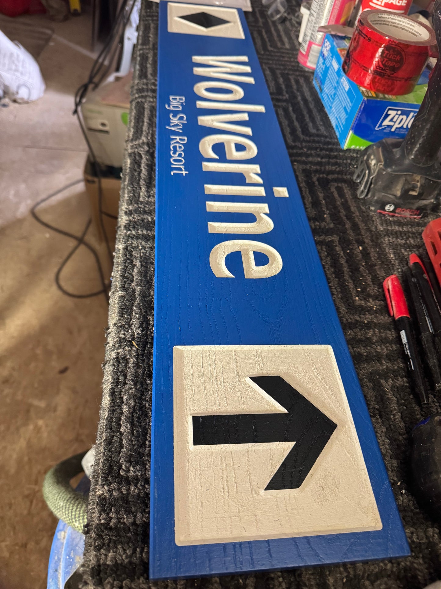 4 x 24 and larger Ski Trail Inspired personalized wood carved sign