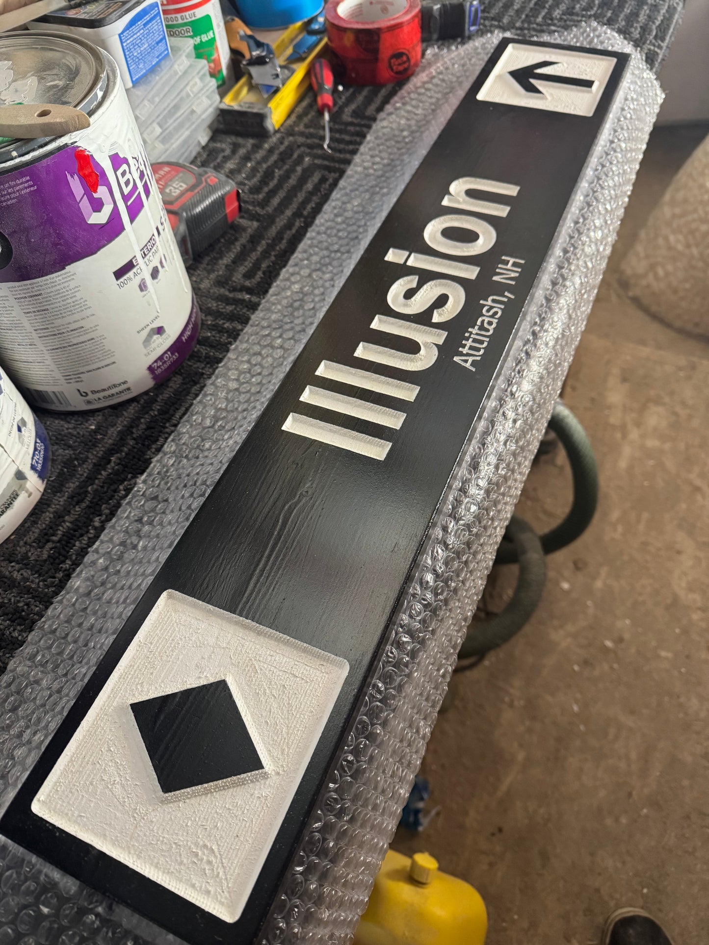 4 x 24 and larger Ski Trail Inspired personalized wood carved sign