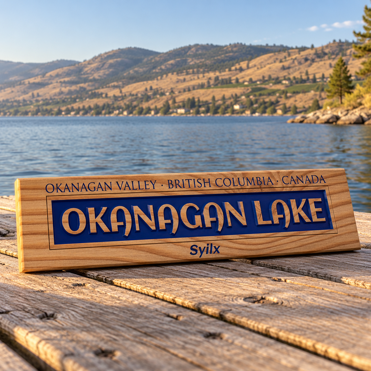 Okanagan Lake Carved Wood Sign