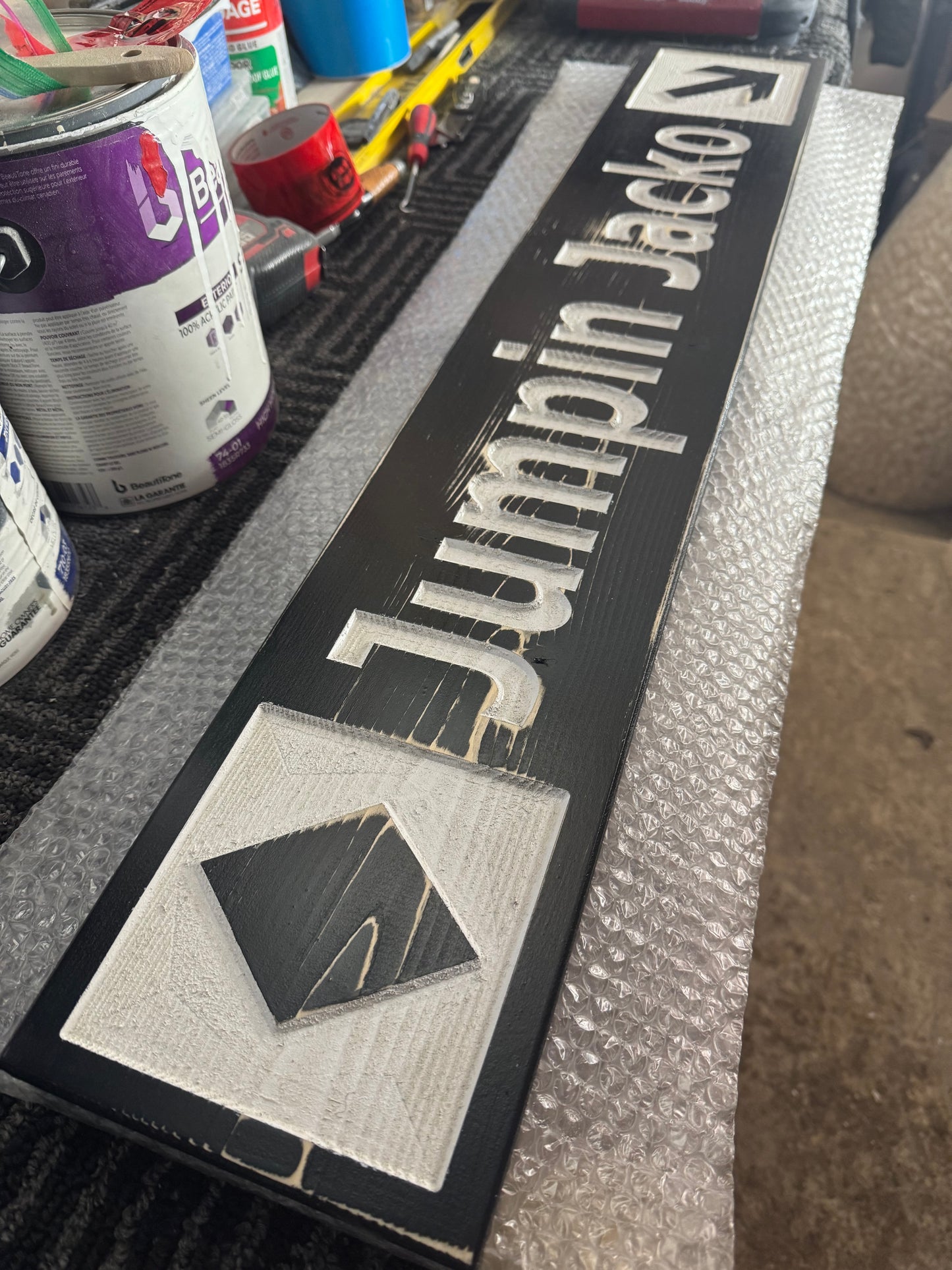 4 x 24 and larger Ski Trail Inspired personalized wood carved sign