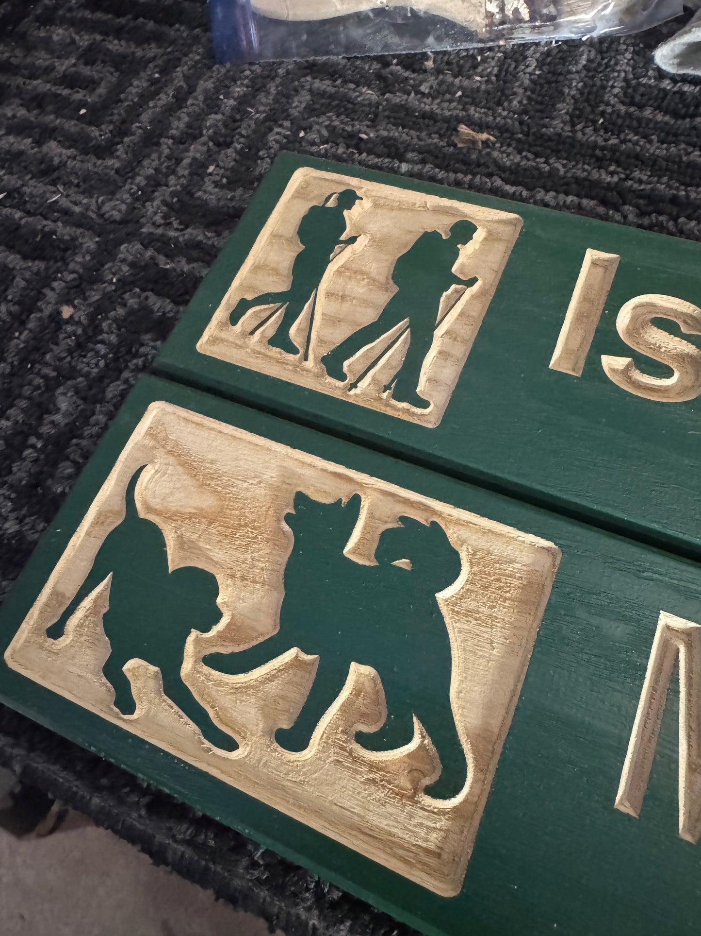 4 x 24 and larger Ski Trail Inspired personalized wood carved sign
