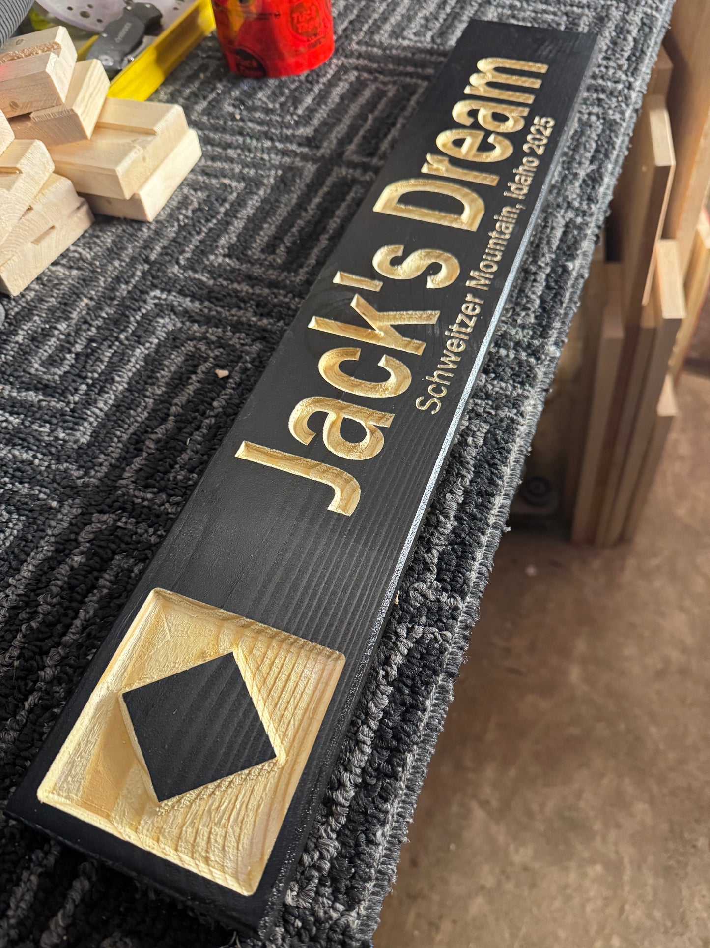 4 x 24 and larger Ski Trail Inspired personalized wood carved sign