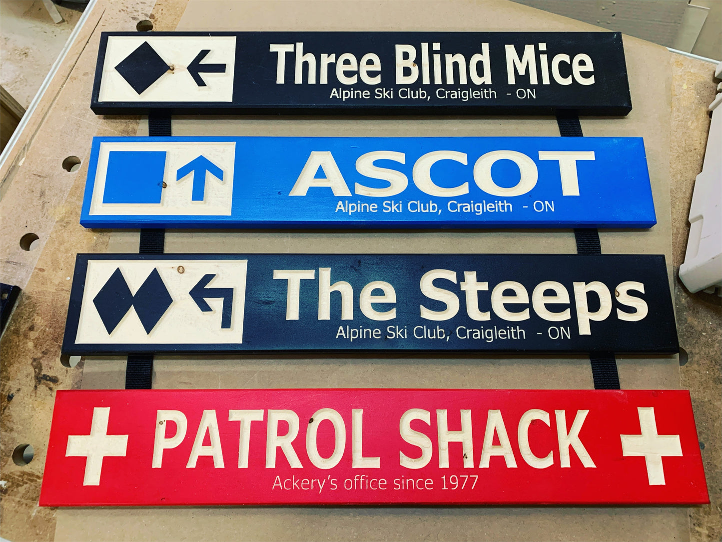 4 x 24 and larger Ski Trail Inspired personalized wood carved sign