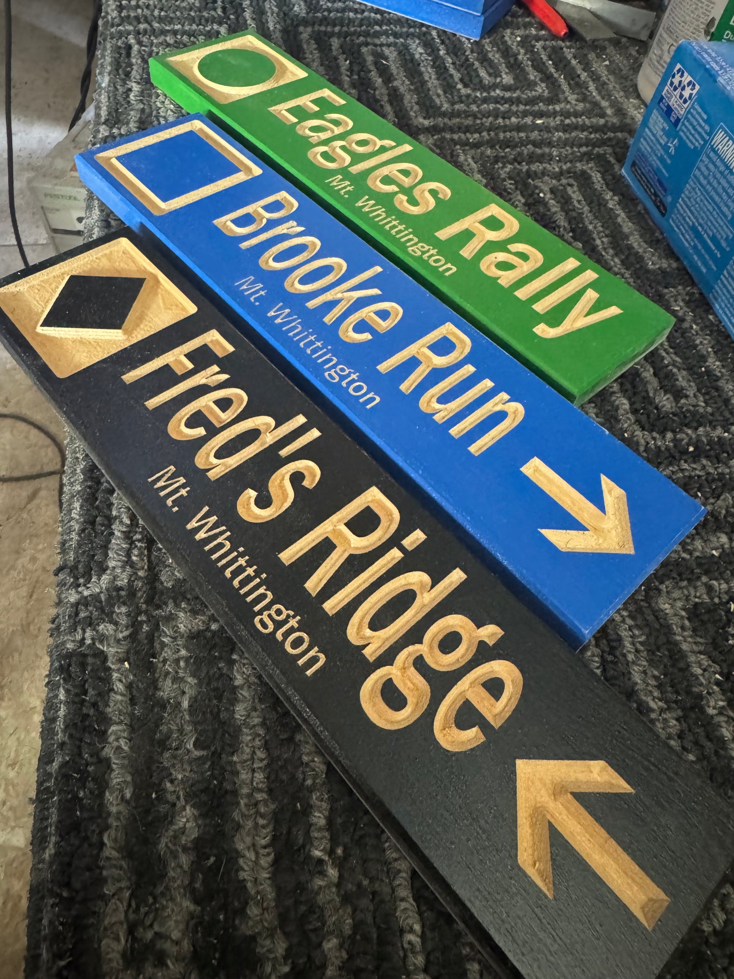 4 x 24 and larger Ski Trail Inspired personalized wood carved sign