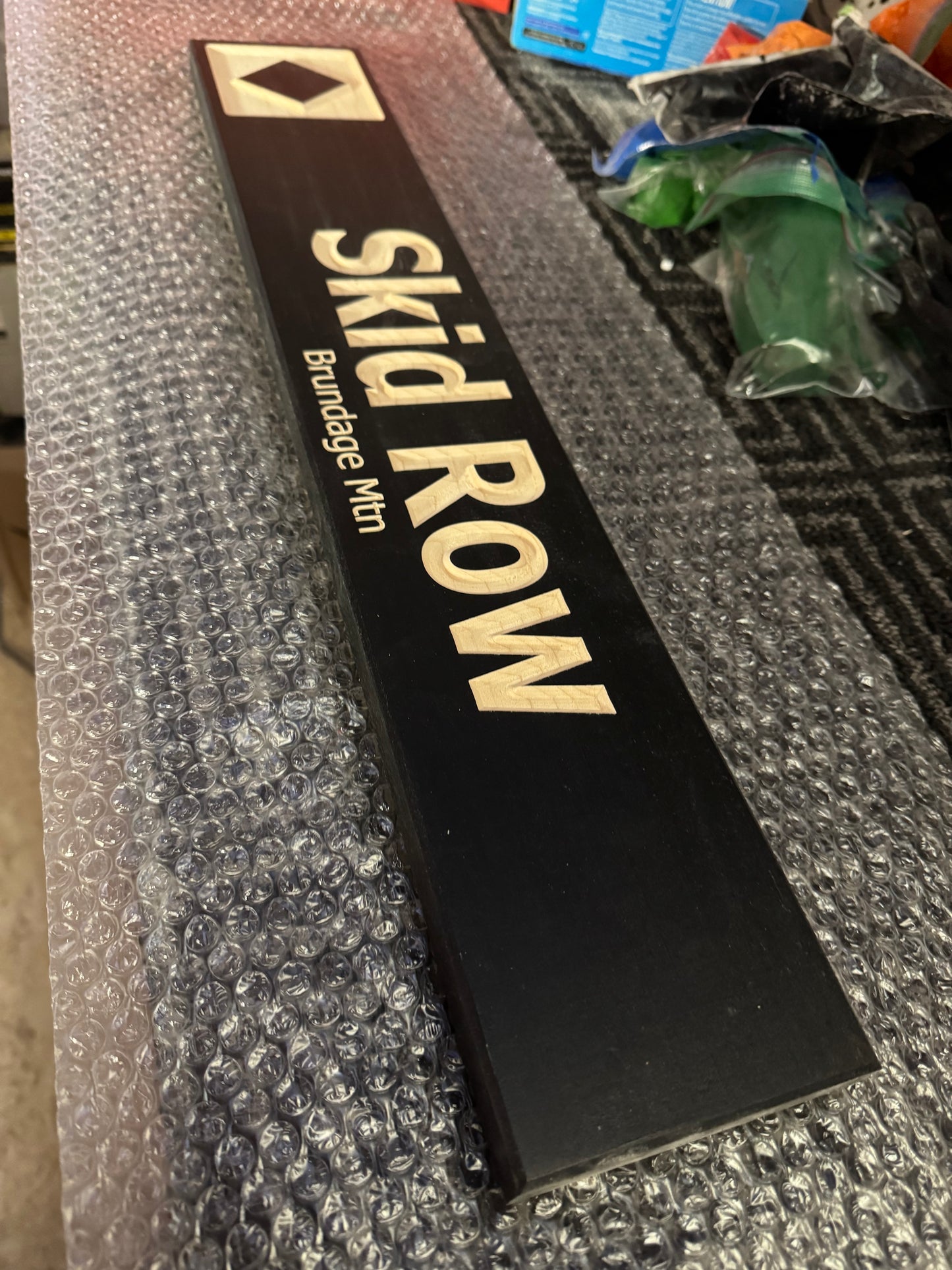 4 x 24 and larger Ski Trail Inspired personalized wood carved sign