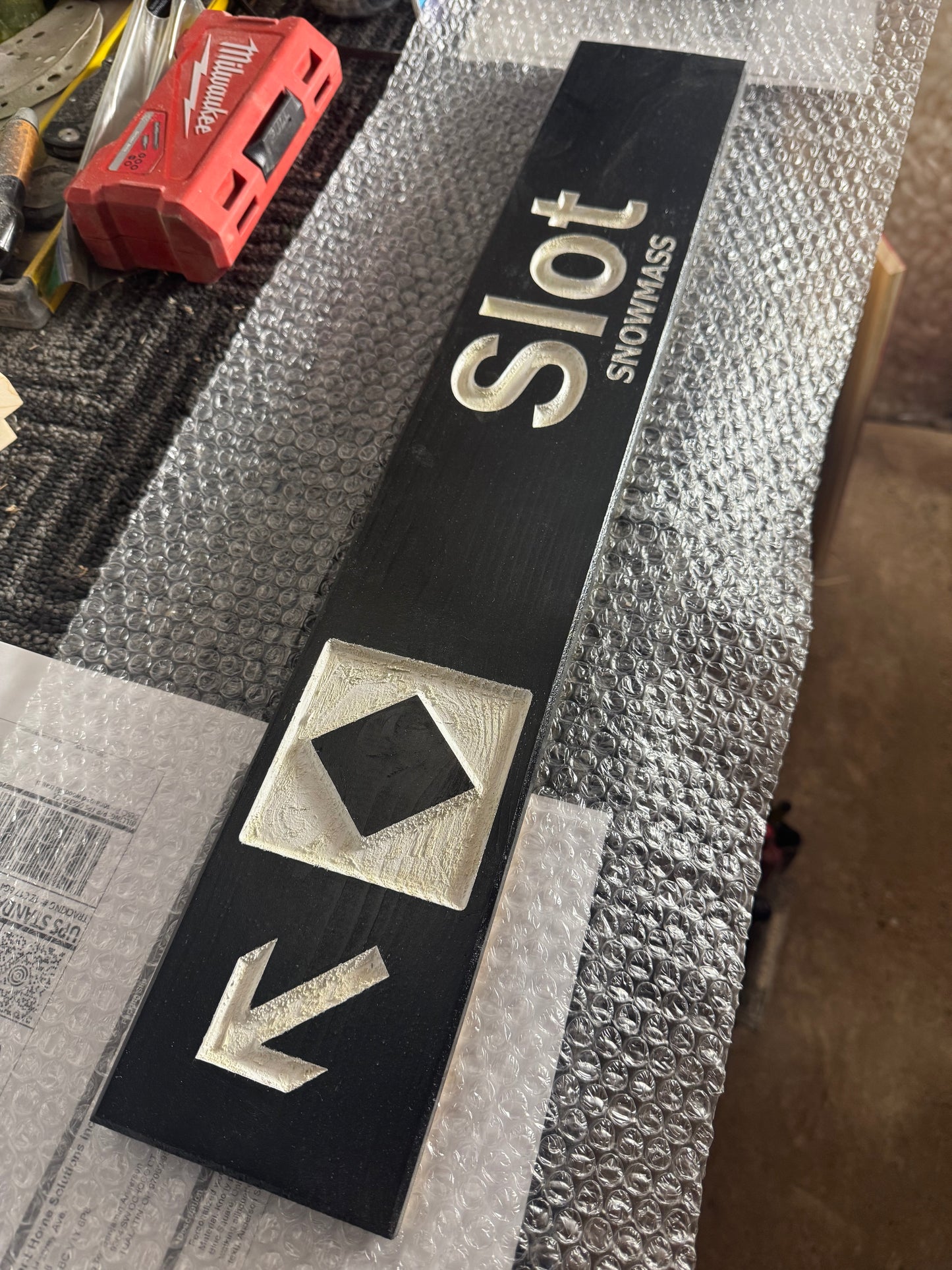 4 x 24 and larger Ski Trail Inspired personalized wood carved sign