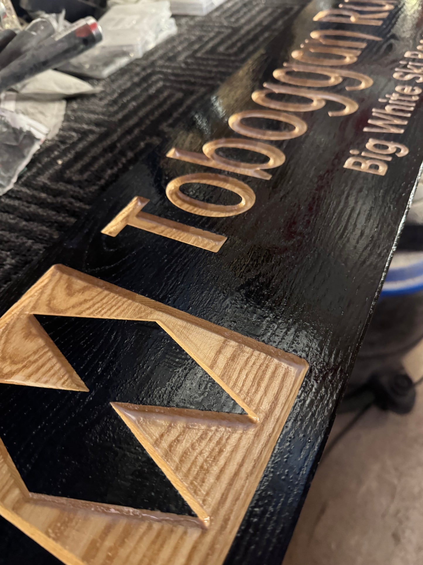 4 x 24 and larger Ski Trail Inspired personalized wood carved sign