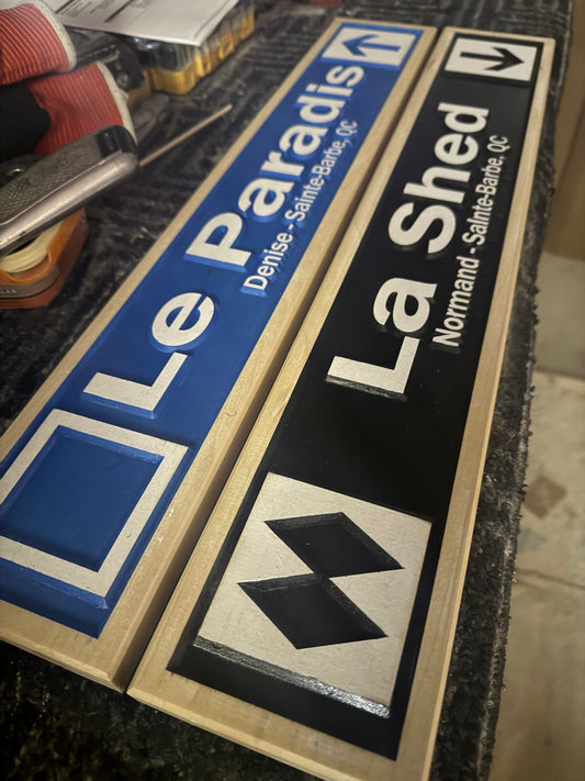 Personalised Framed Wood Carved Ski Trail Signs — various sizes angle 2