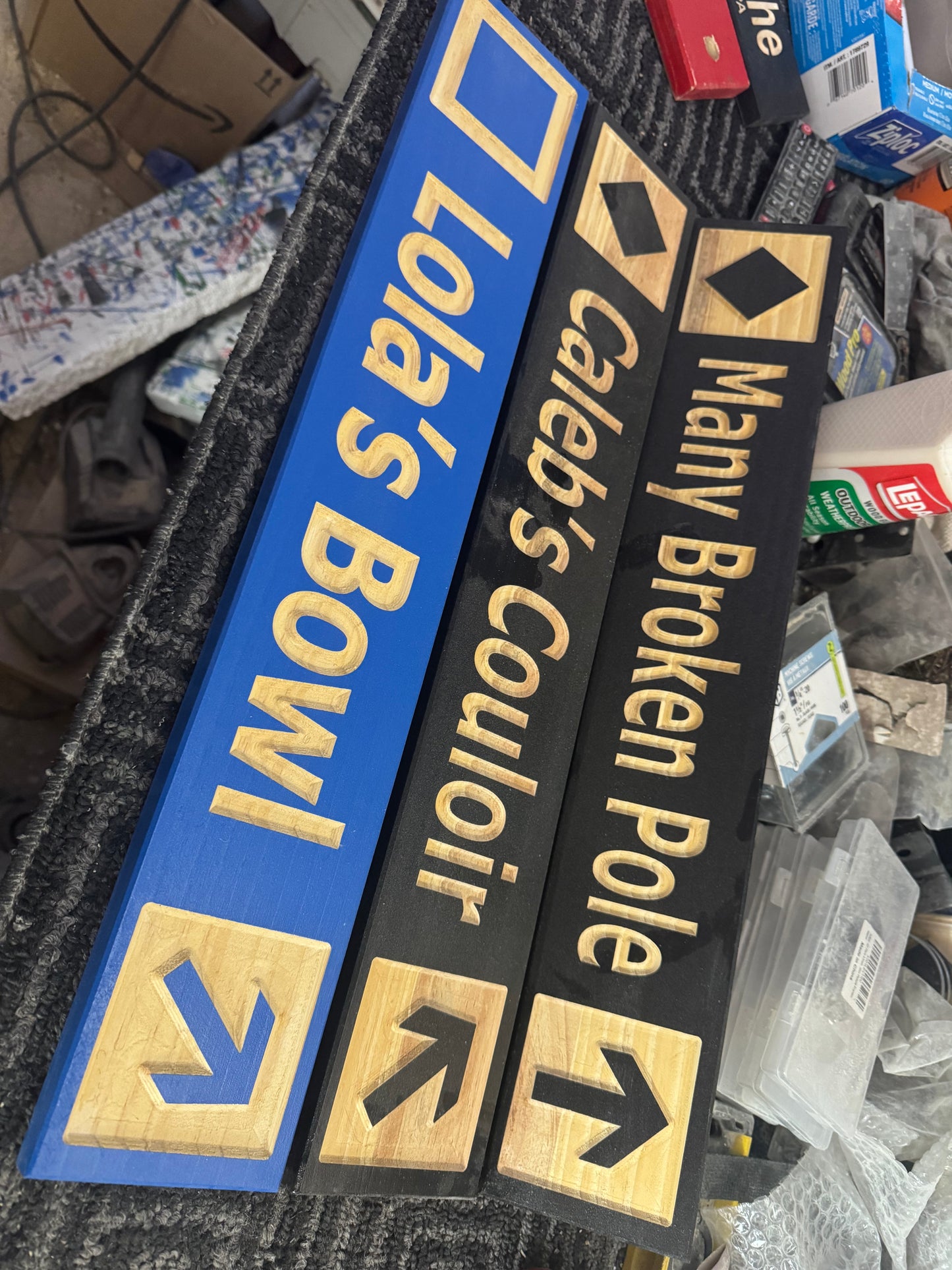 4 x 24 and larger Ski Trail Inspired personalized wood carved sign