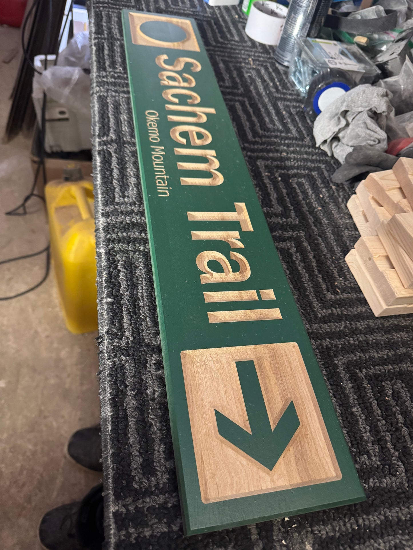 4 x 24 and larger Ski Trail Inspired personalized wood carved sign