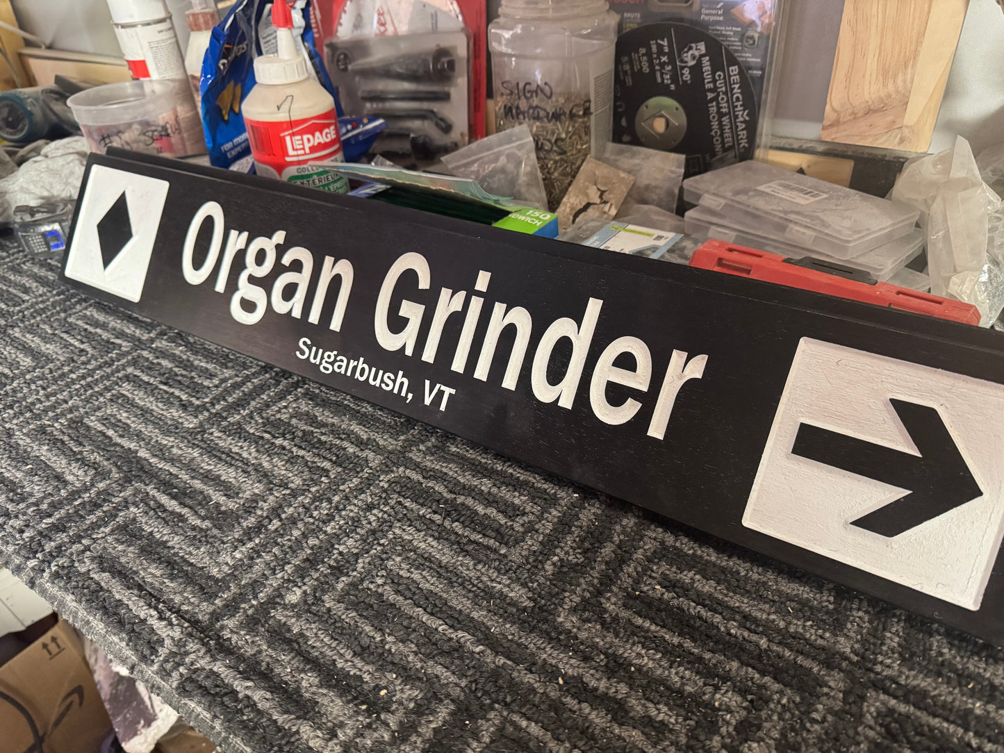 4 x 24 and larger Ski Trail Inspired personalized wood carved sign