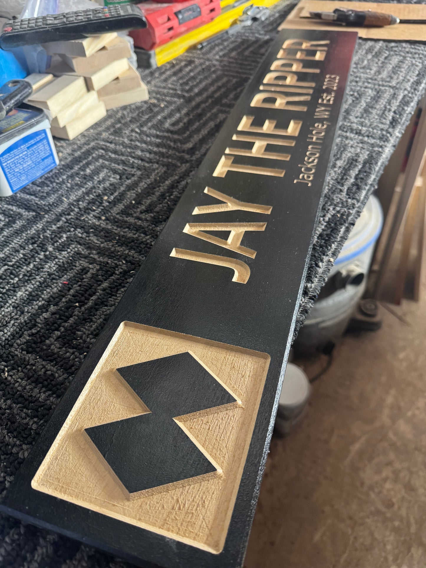 4 x 24 and larger Ski Trail Inspired personalized wood carved sign