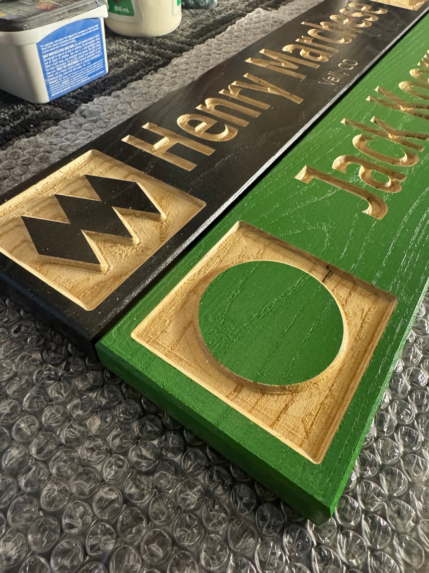 4 x 24 and larger Ski Trail Inspired personalized wood carved sign