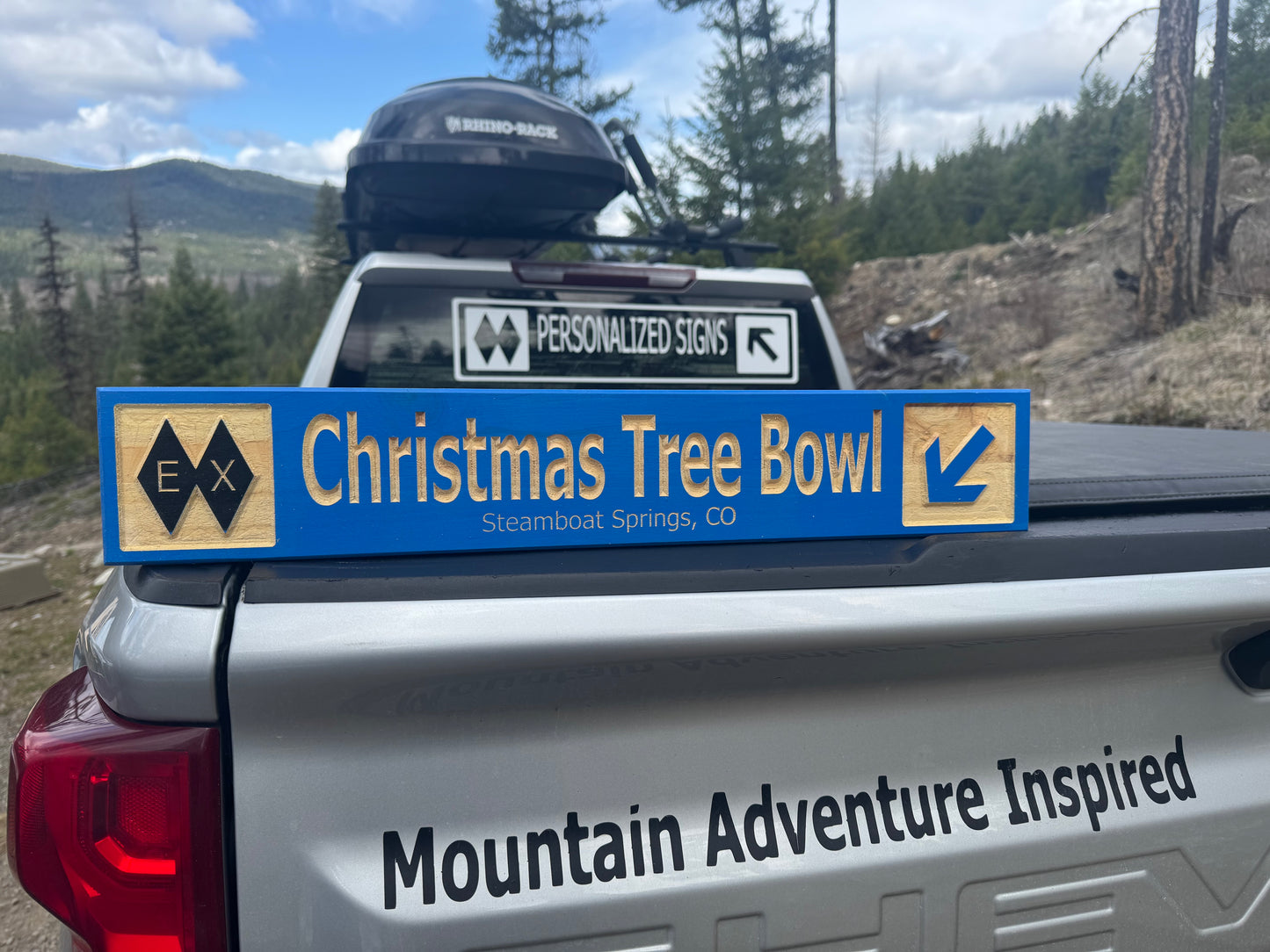 4 x 24 and larger Ski Trail Inspired personalized wood carved sign