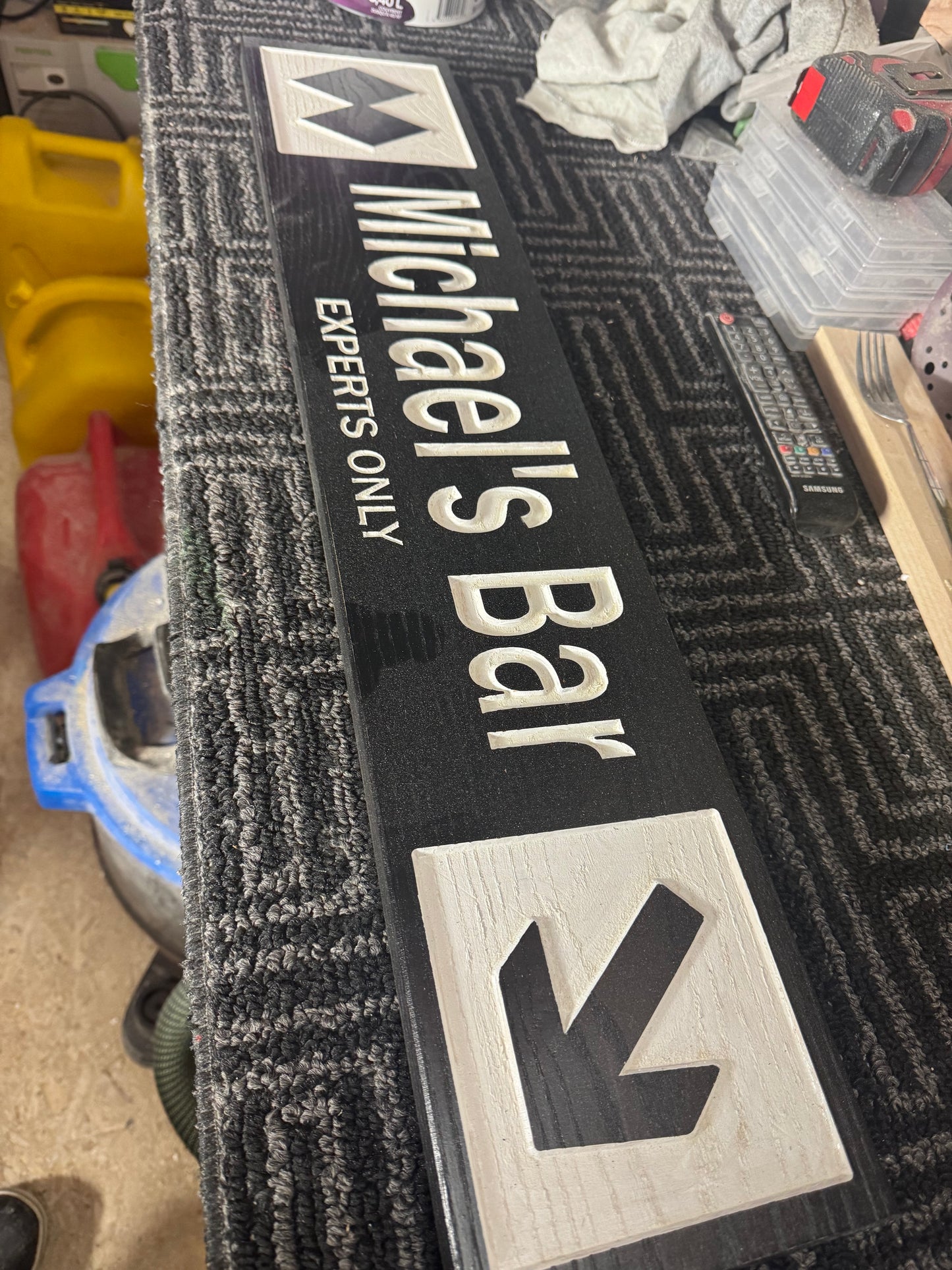 4 x 24 and larger Ski Trail Inspired personalized wood carved sign