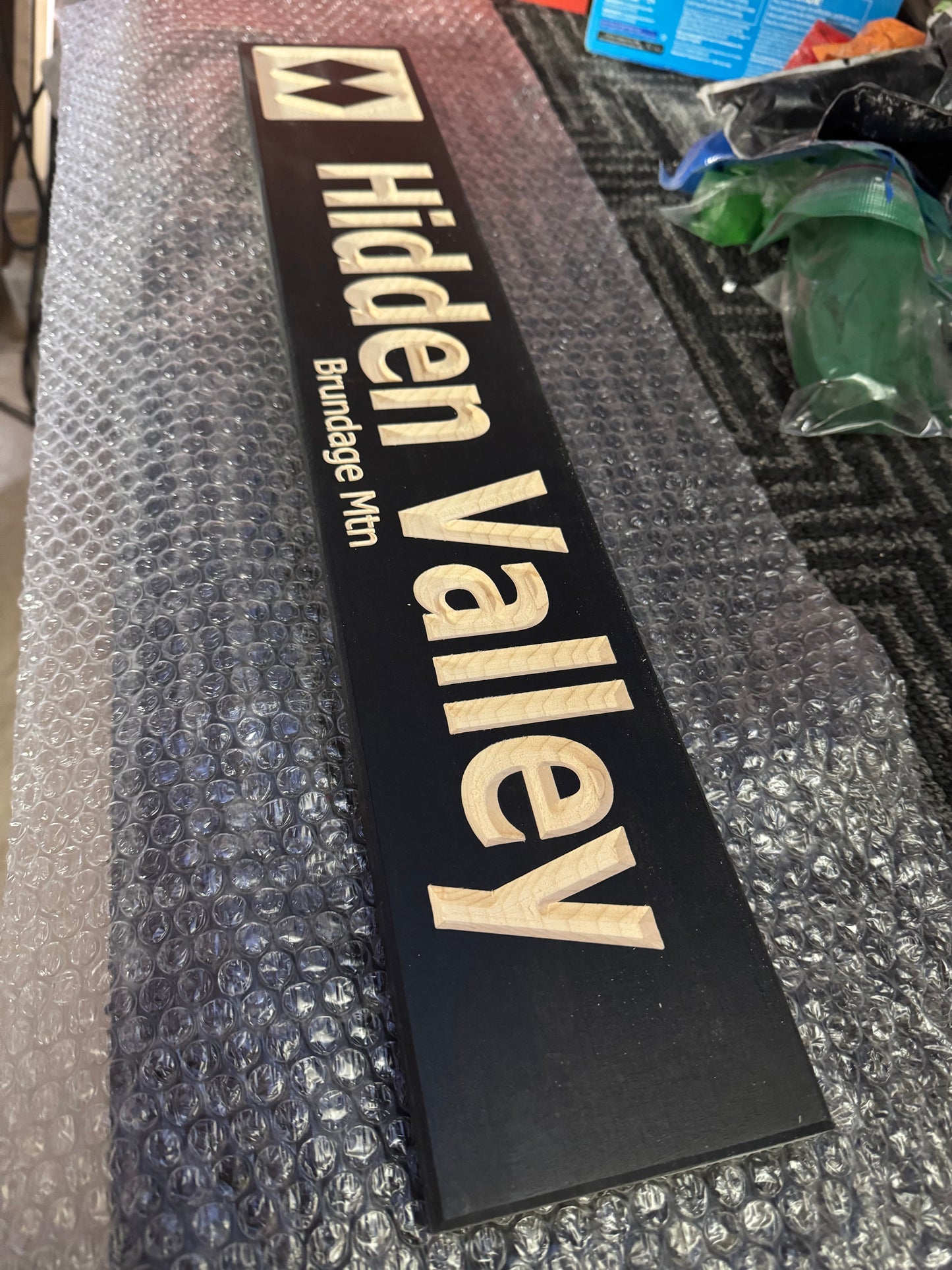 4 x 24 and larger Ski Trail Inspired personalized wood carved sign