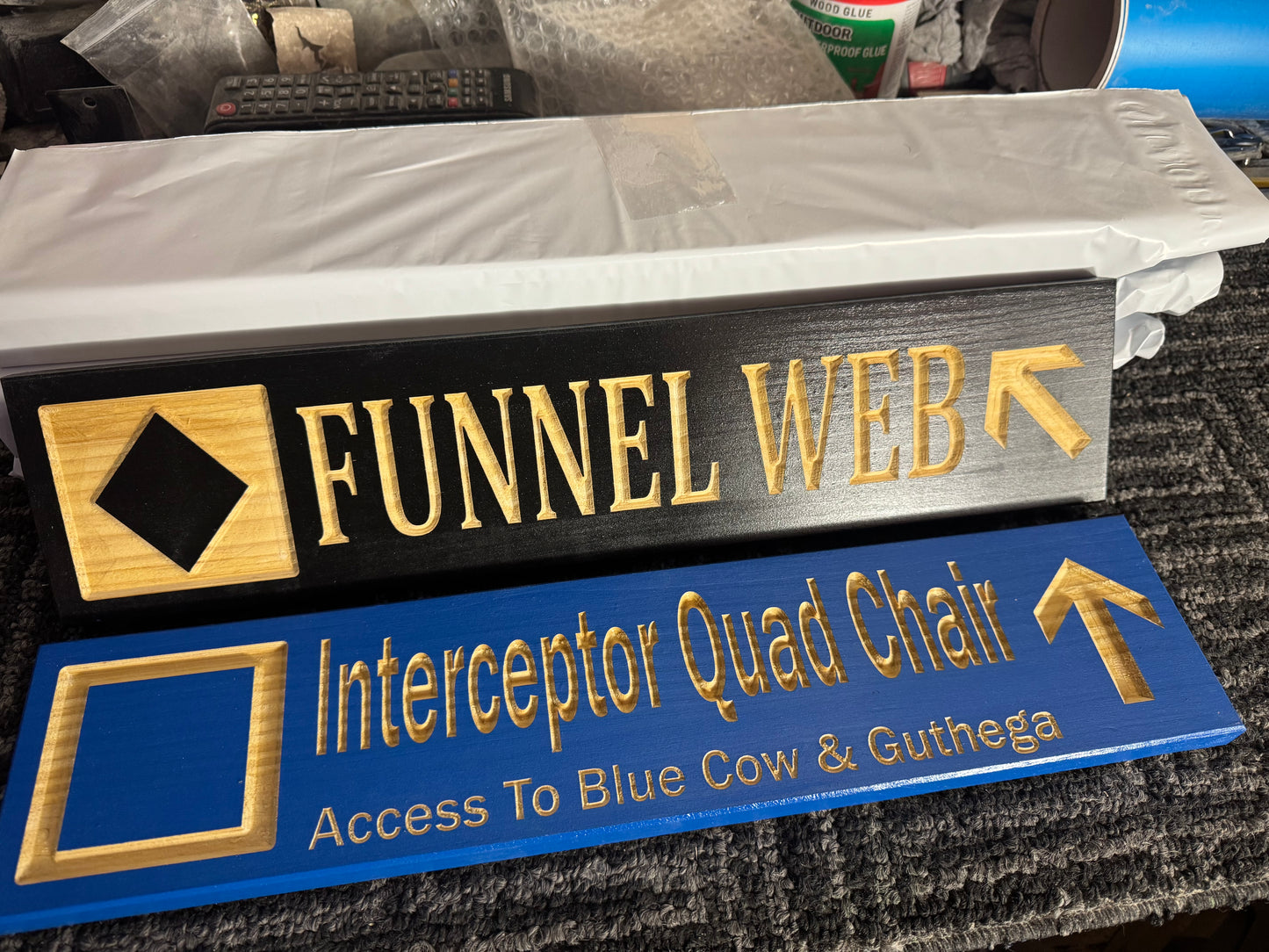 4 x 24 and larger Ski Trail Inspired personalized wood carved sign