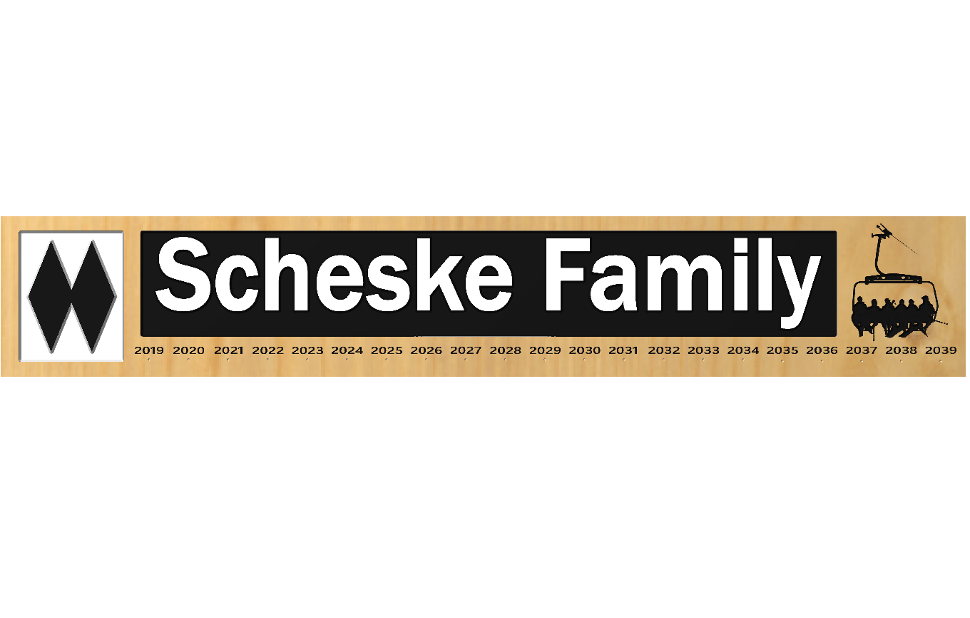 Personalised Wood Carved Family Name ski pass memories sign
