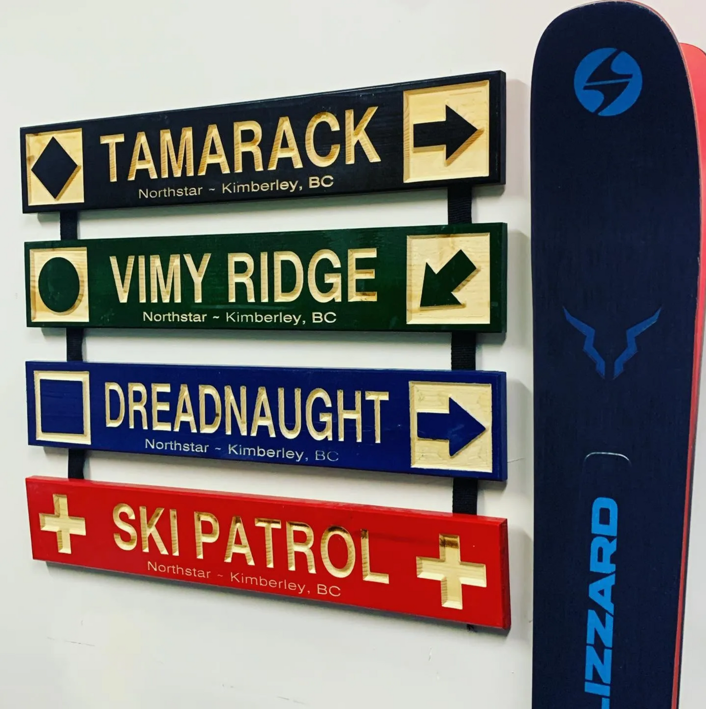 4 x 24 and larger Ski Trail Inspired personalized wood carved sign
