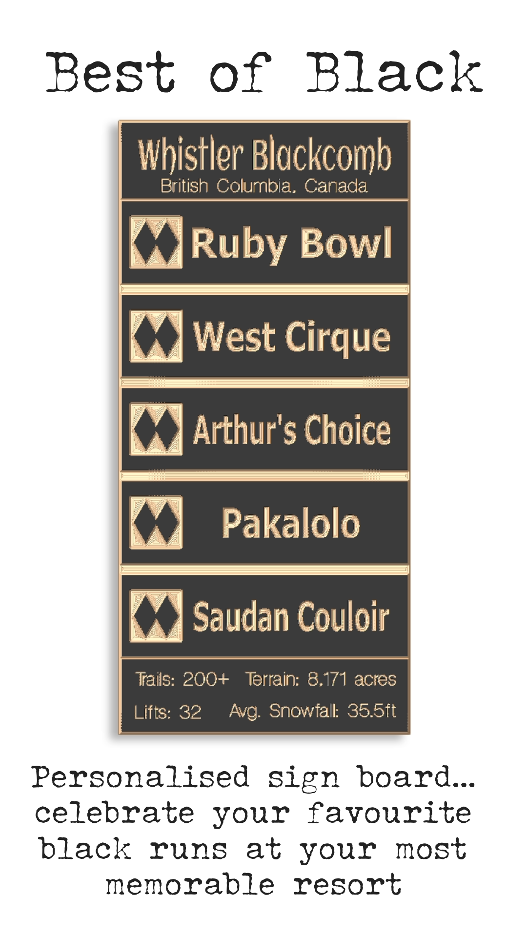 Best of Black multi-trail sign board