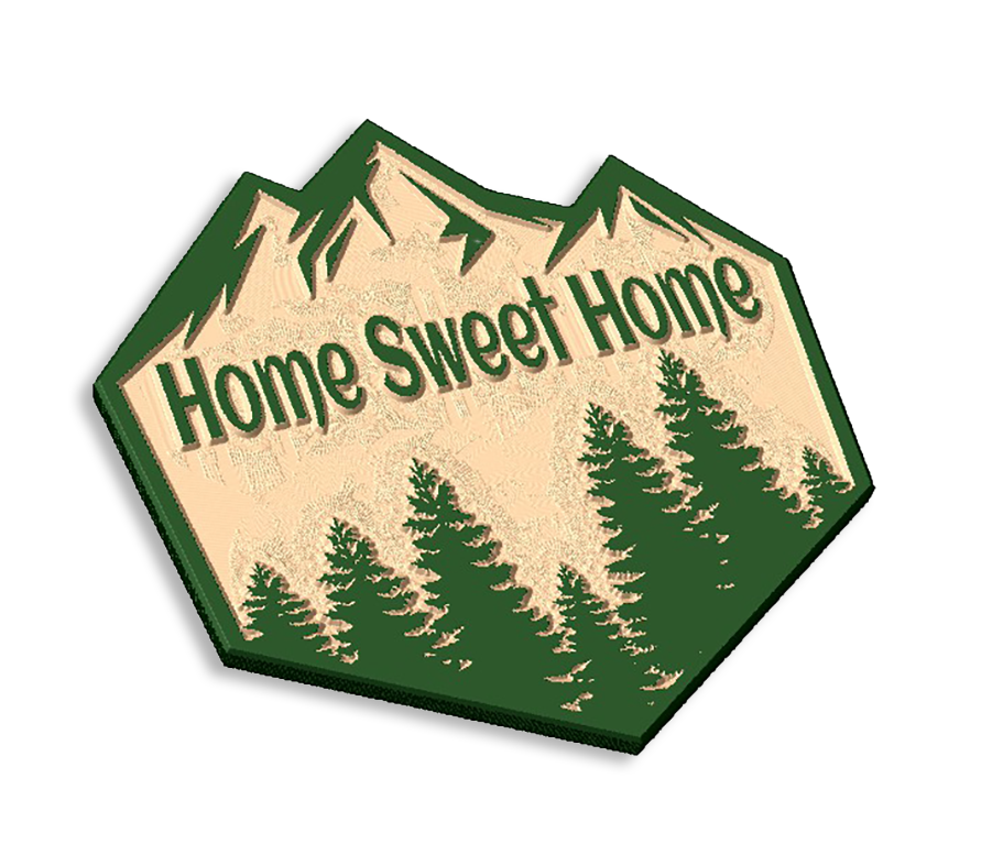 Rustic Retreat: Mountain & Forest Inspired Wood Carved 'Home Sweet Home' Sign