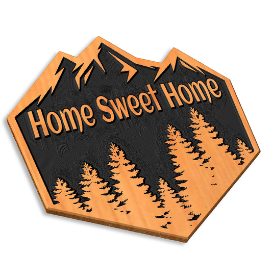 Rustic Retreat: Mountain & Forest Inspired Wood Carved 'Home Sweet Home' Sign