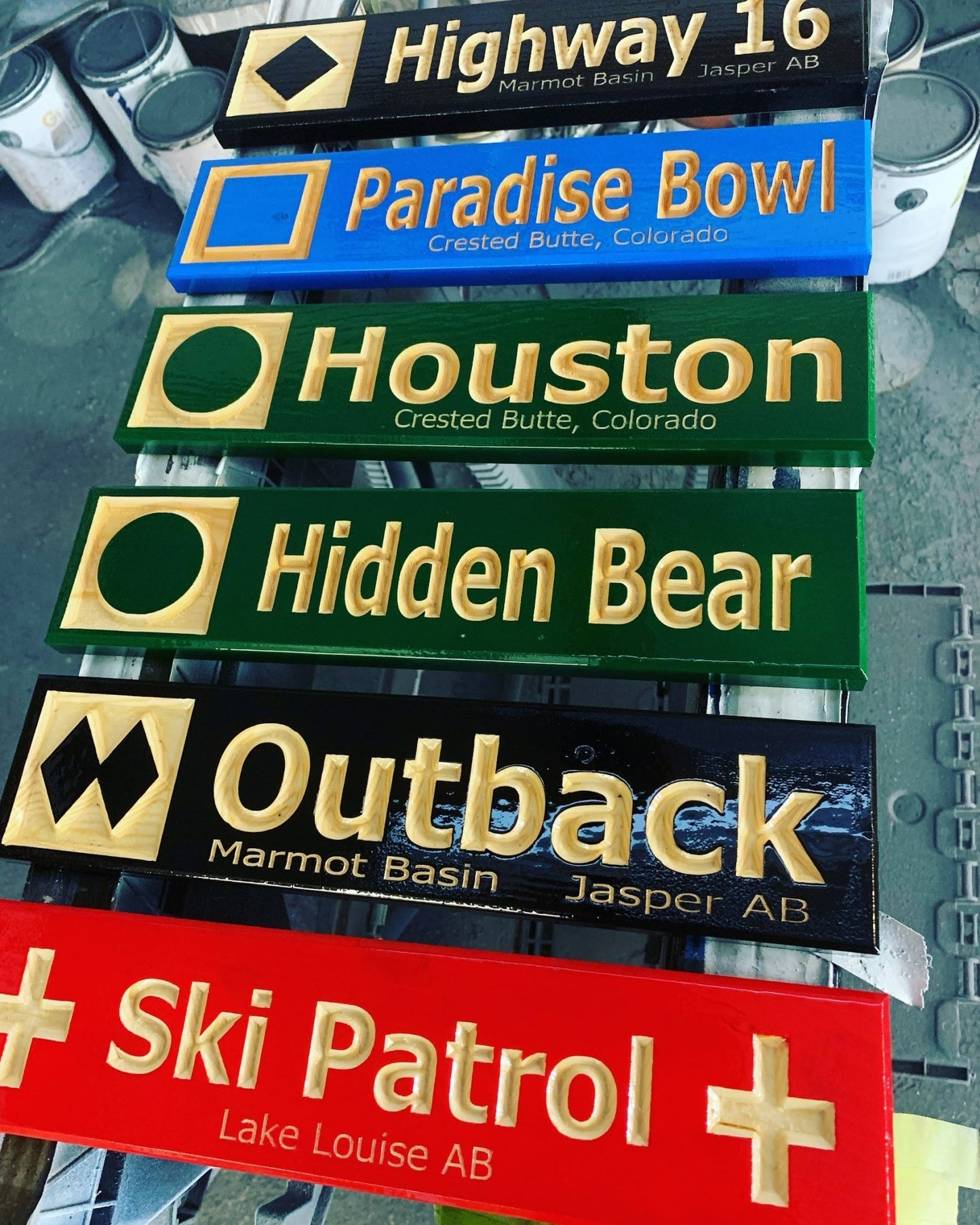 3”x13” Mini Ski Trail Inspired Sign - Advent Wood Products