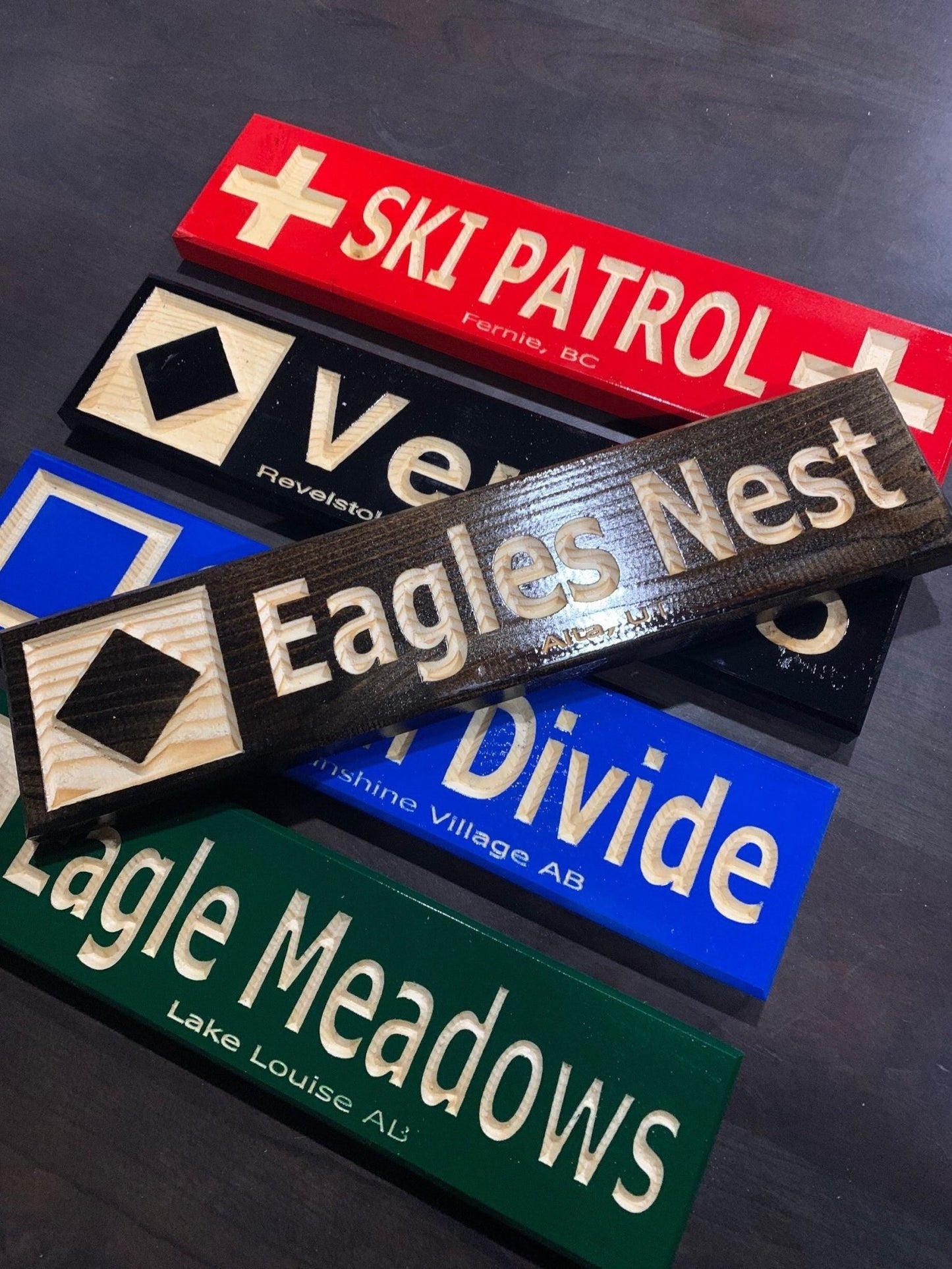 3”x13” Mini Ski Trail Inspired Sign - Advent Wood Products