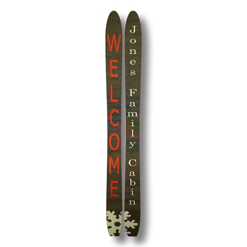 Apres Skis (pair) personalized wood carved sign - Advent Wood Products