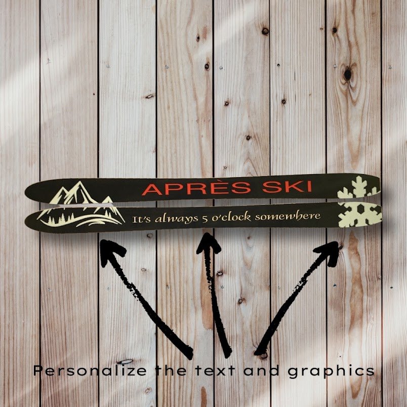 Apres Skis (pair) personalized wood carved sign - Advent Wood Products