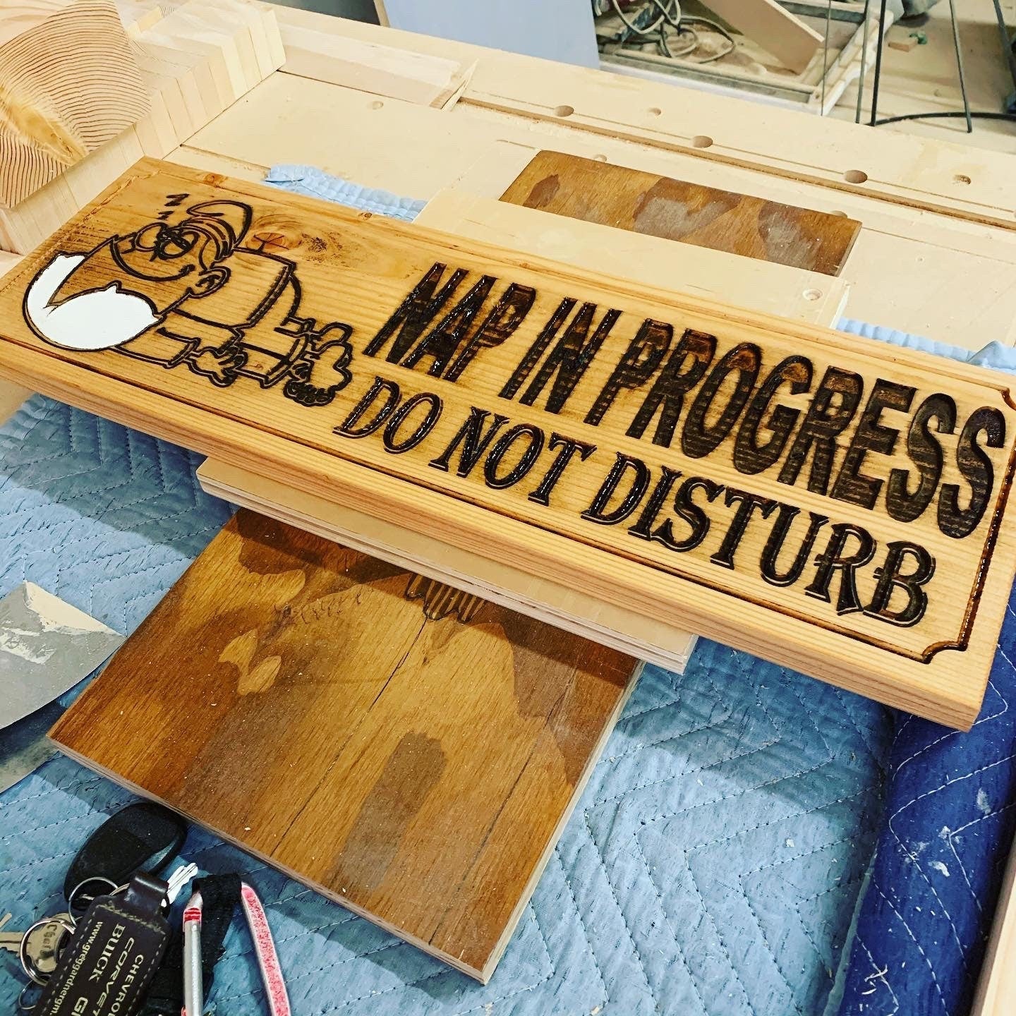 "Nap In Progress, Do not disturb" sign - Advent Wood Products