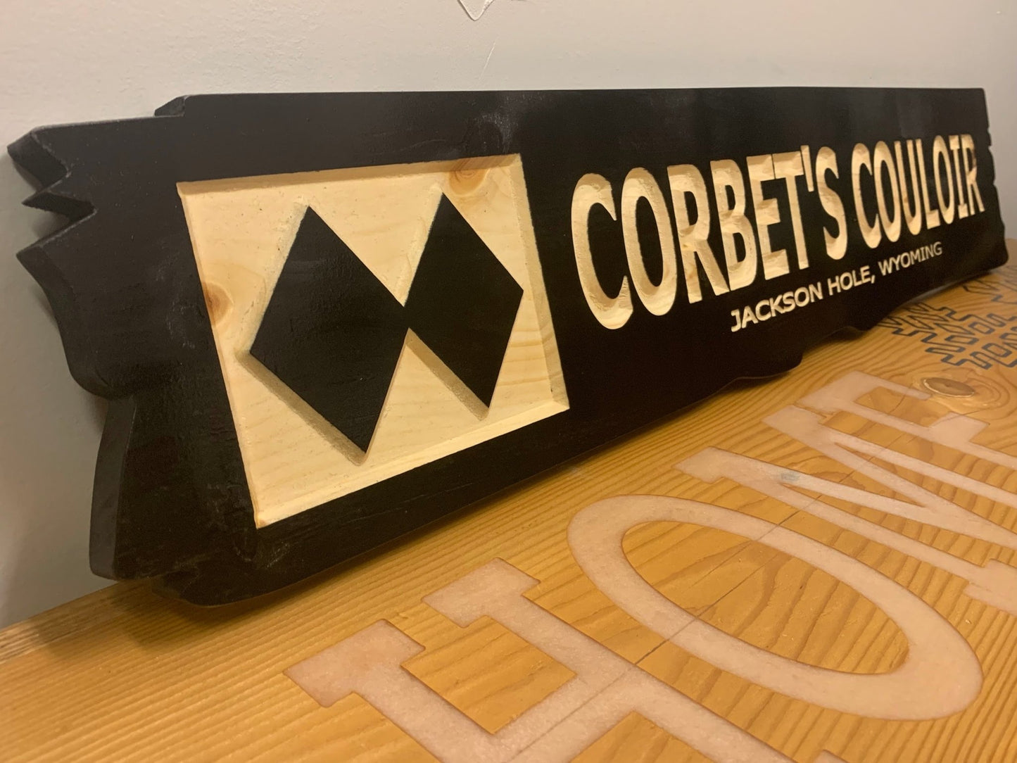 Rustic plank Ski / bike trail 4"x24" carved sign - Advent Wood Products