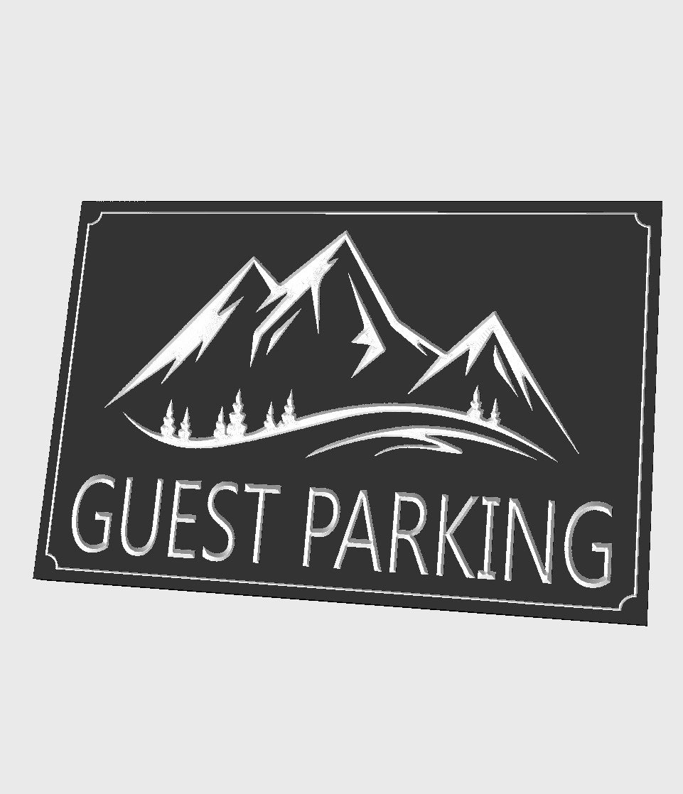 Guest Parking Mountain-scape wood carved sign - Advent Wood Products