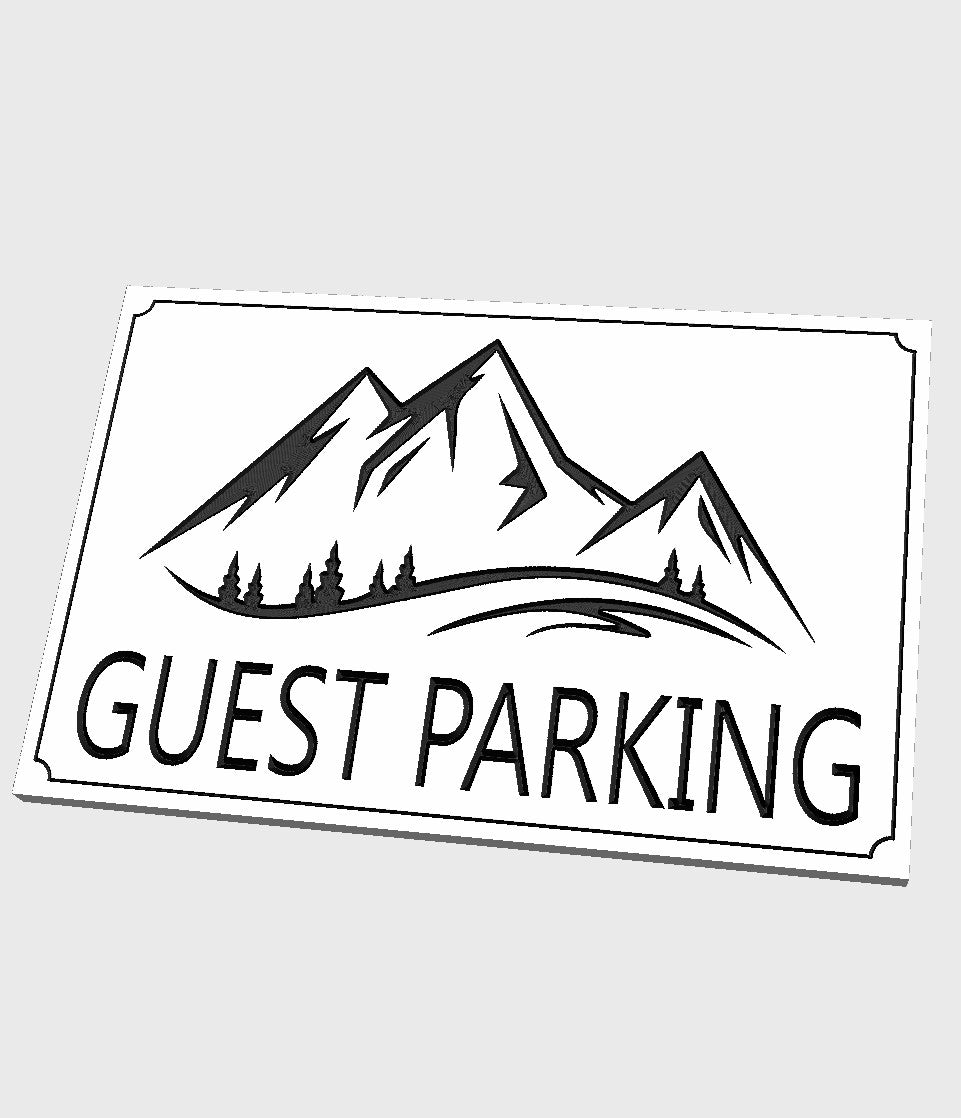 Guest Parking Mountain-scape wood carved sign - Advent Wood Products