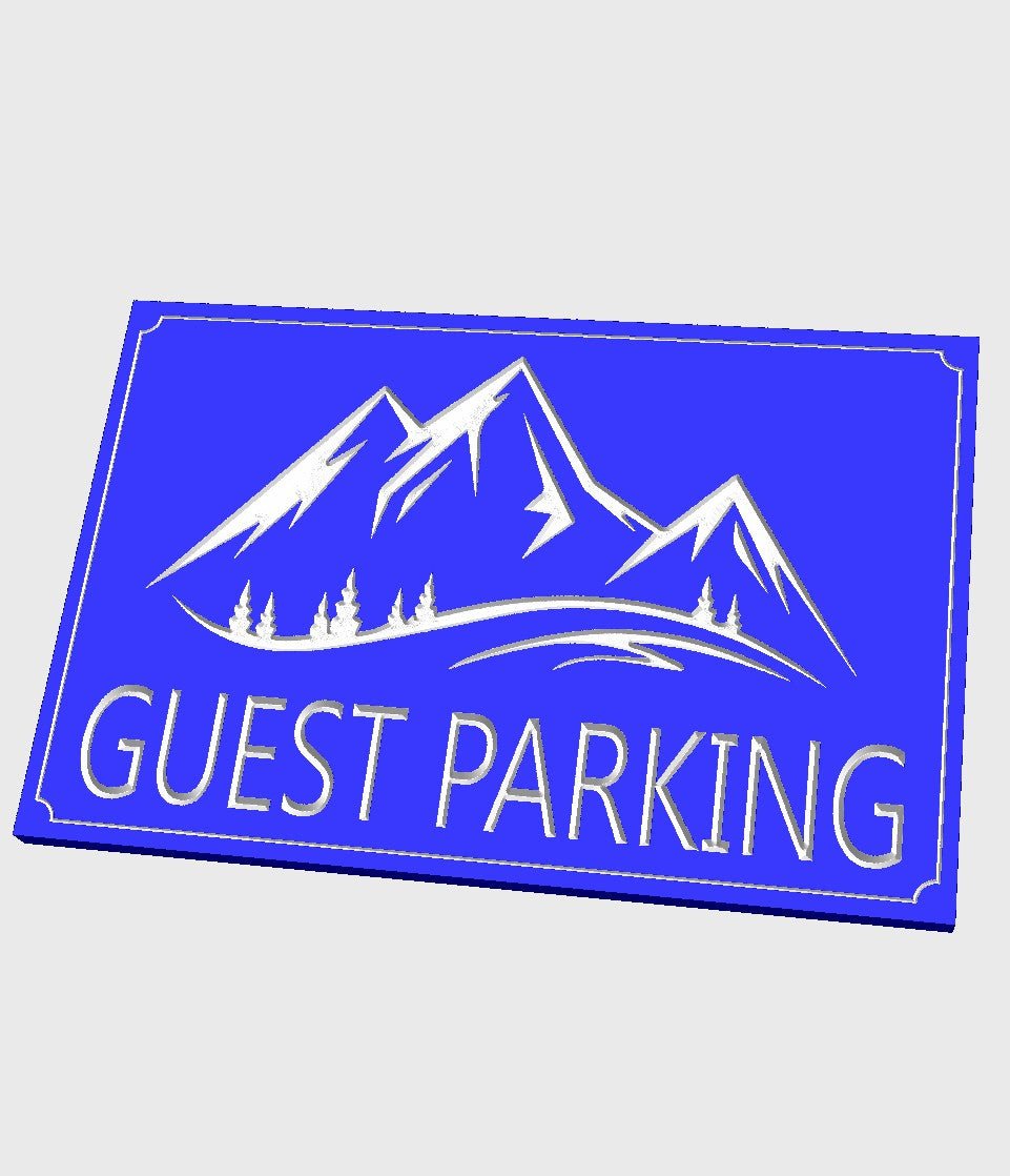 Guest Parking Mountain-scape wood carved sign - Advent Wood Products