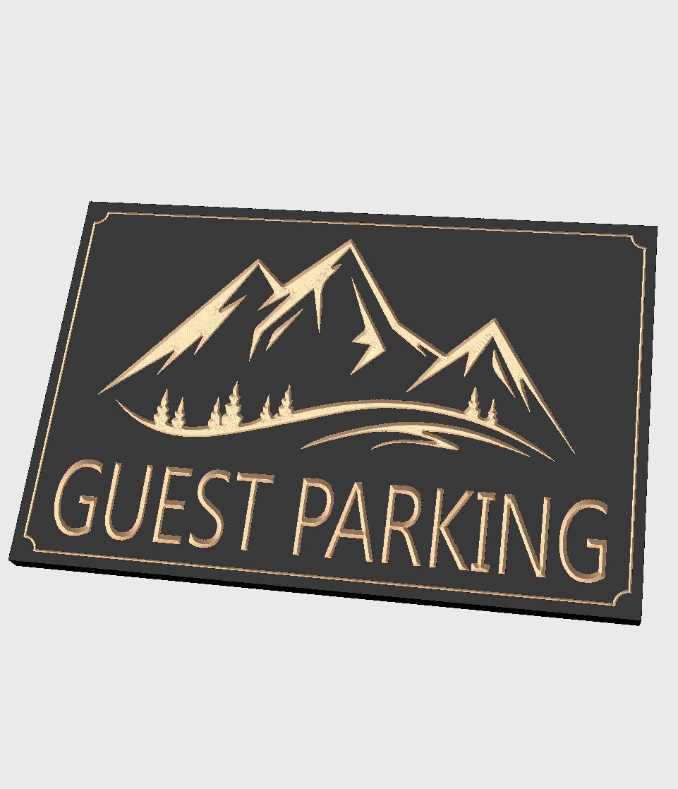 Guest Parking Mountain-scape wood carved sign - Advent Wood Products