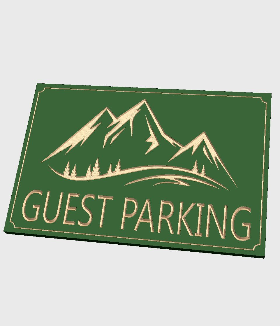 Guest Parking Mountain-scape wood carved sign - Advent Wood Products