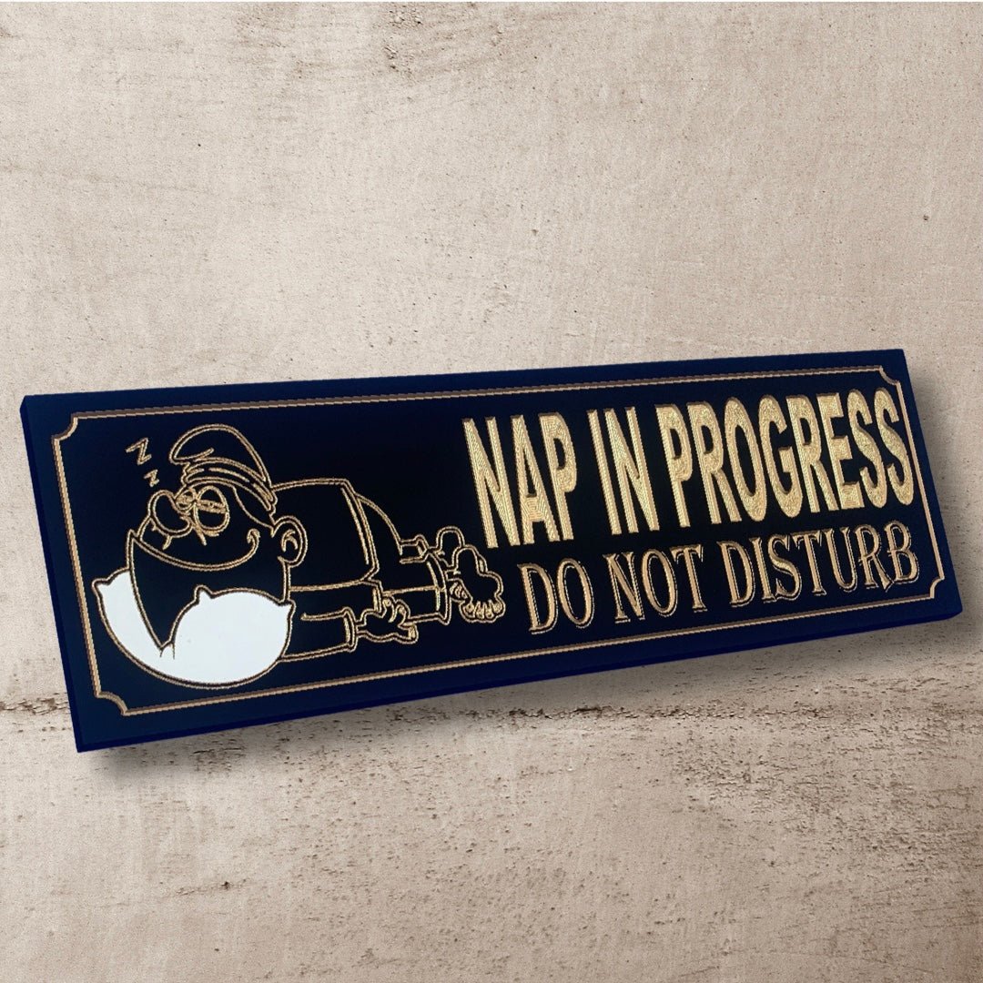 "Nap In Progress, Do not disturb" sign - Advent Wood Products