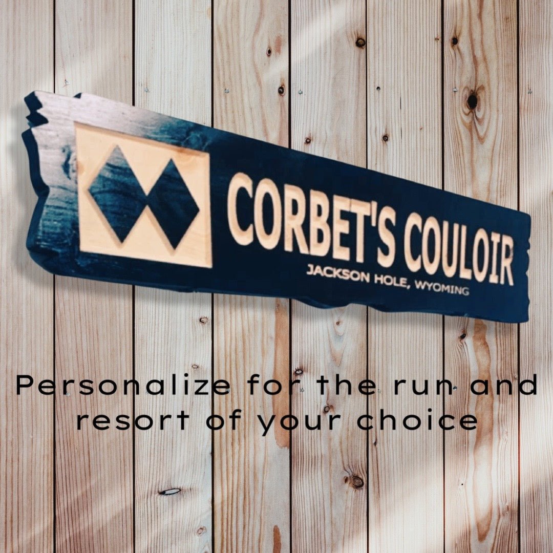 Rustic plank Ski / bike trail 4"x24" carved sign - Advent Wood Products