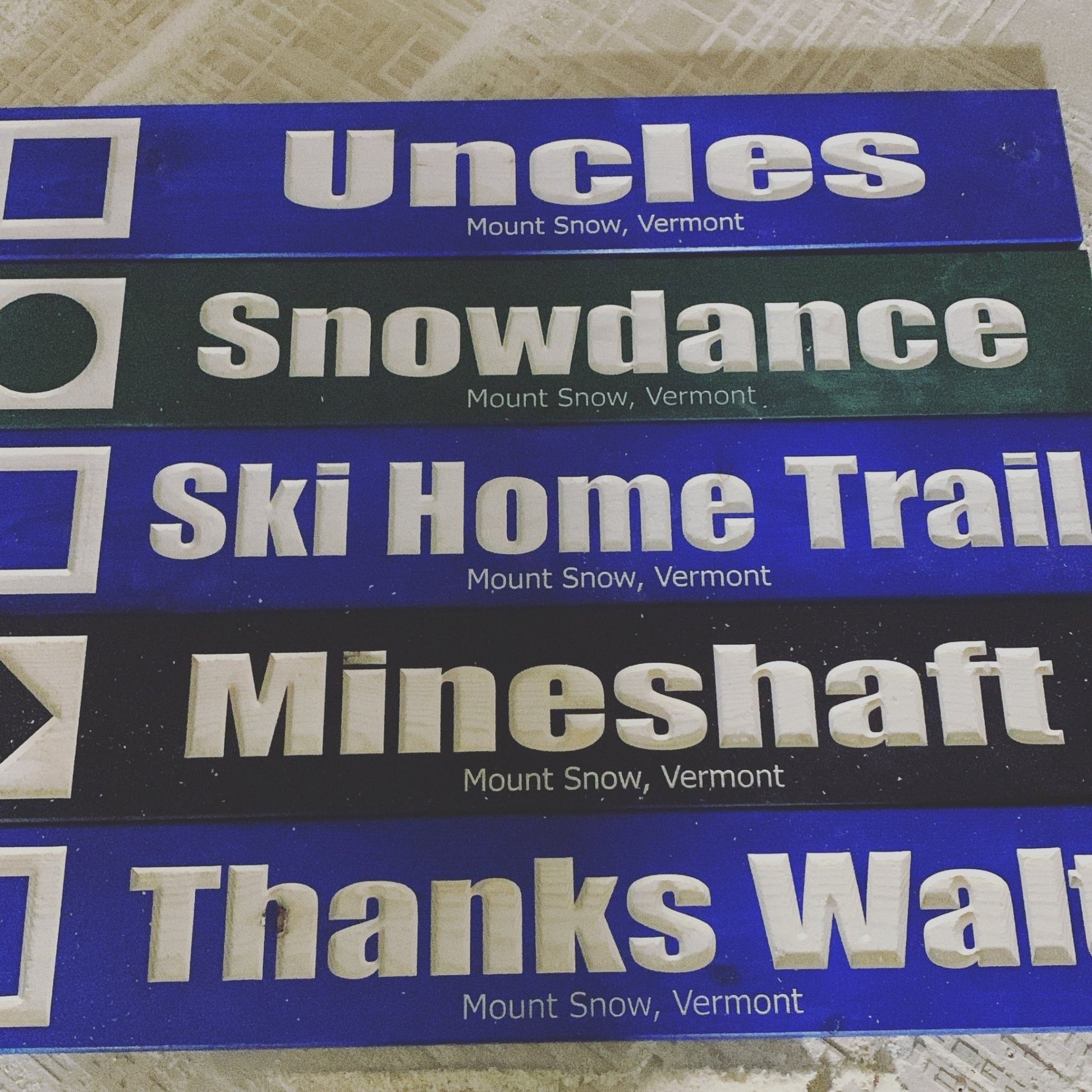 4 x 24 and larger Ski Trail Inspired personalized wood carved sign - Advent Wood Products